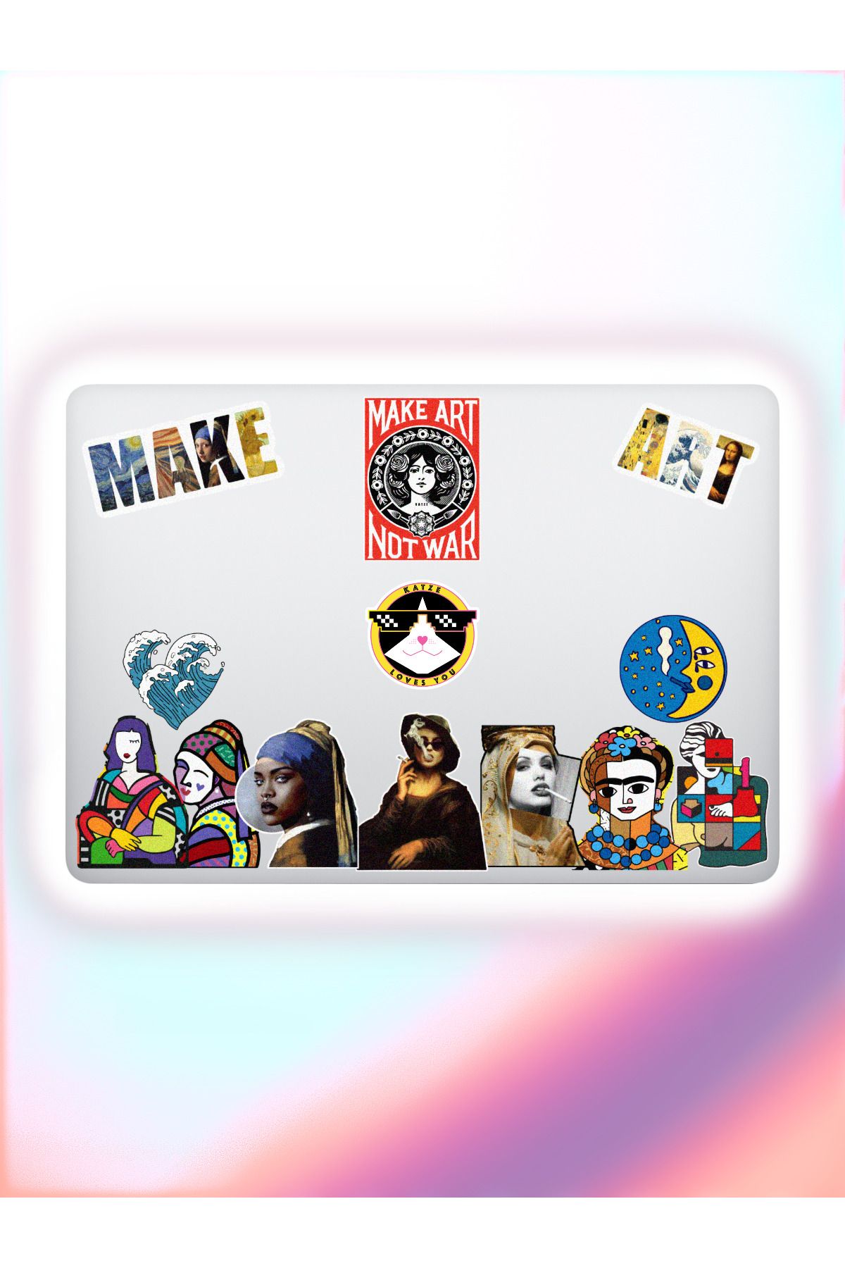 Katze Stickers Make Art Sanat Temalı Bilgisayar Laptop Defter Tablet Valiz Sticker Seti