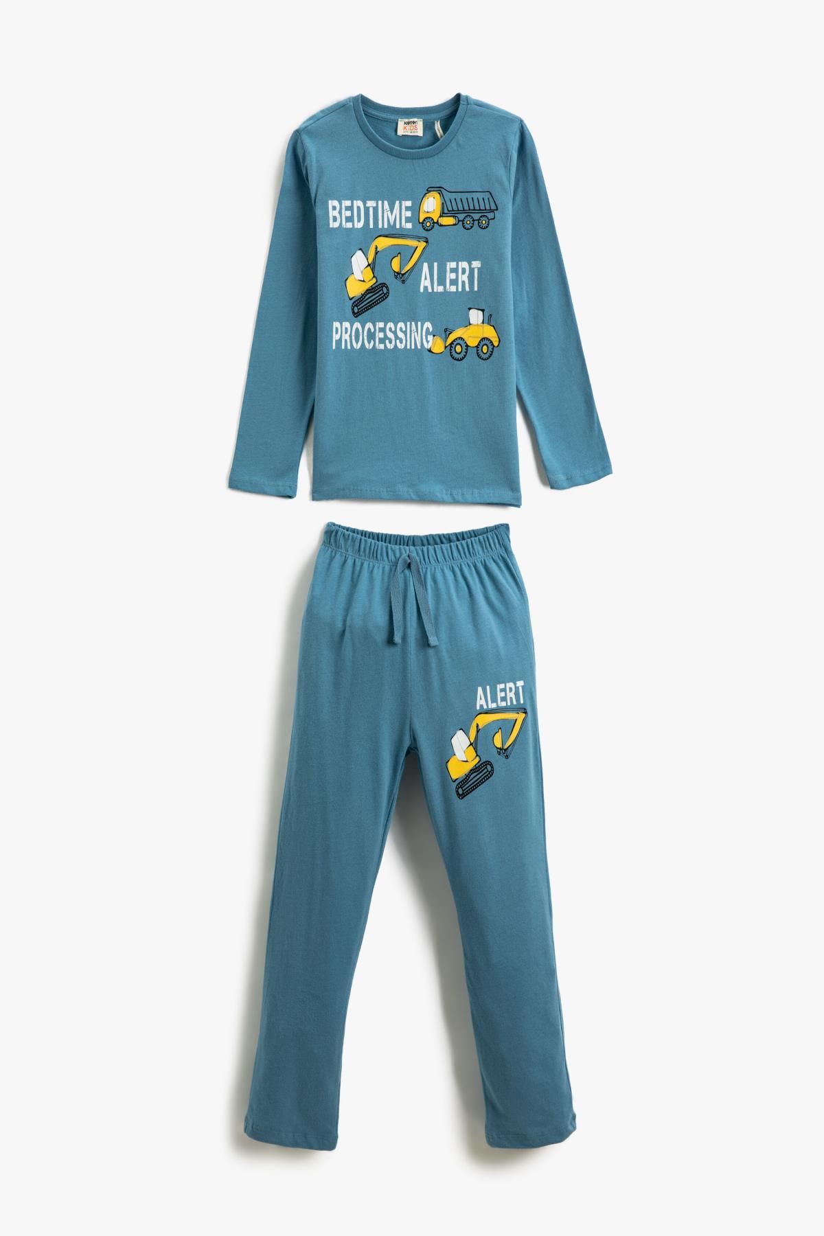 Koton Erkek Çocuk Mavi Pijama Takımı