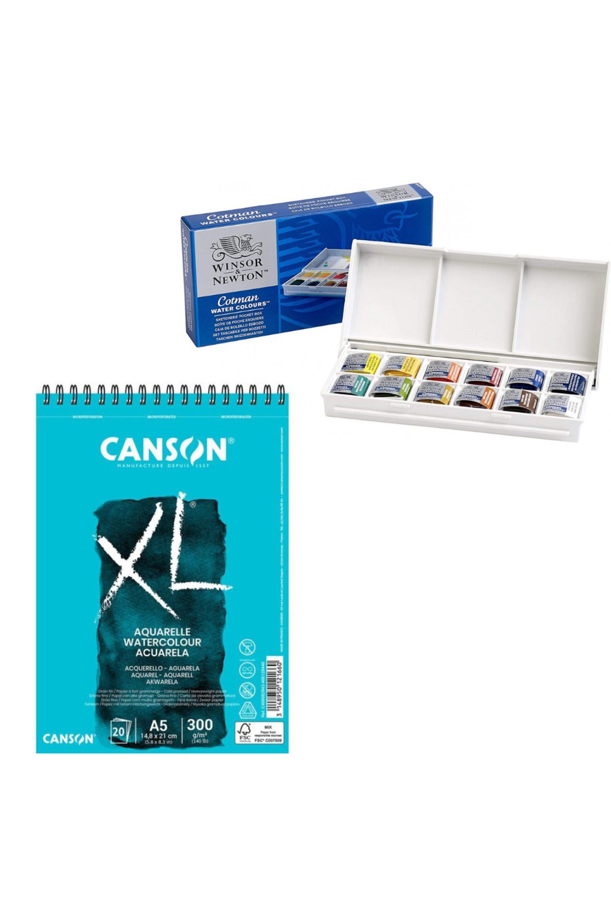 Winsor Newton COTMAN CEP TİPİ SULUBOYA + A5 CANSON XL DEFTER