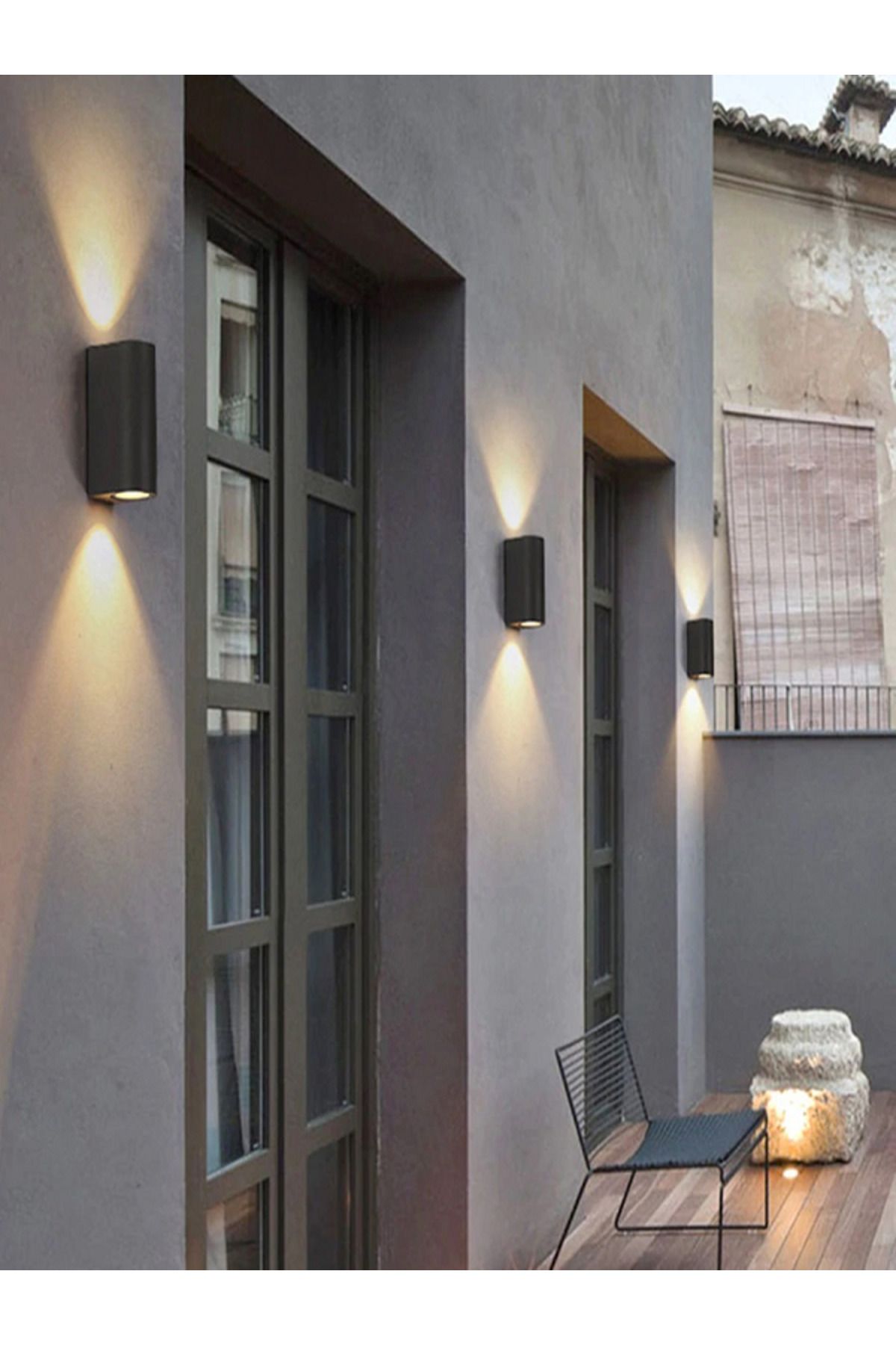 IŞIK Pinti Çift Yönlü Oval İç ve Dış Mekan Aydınlatma Teras Balkon Bahçe Modern Tasarım Duvar Apliği