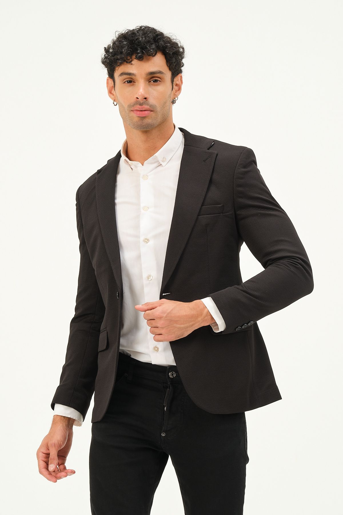 VALUE Siyah Slim Fit Astarlı Erkek Klasik Şık Ceket Blazer