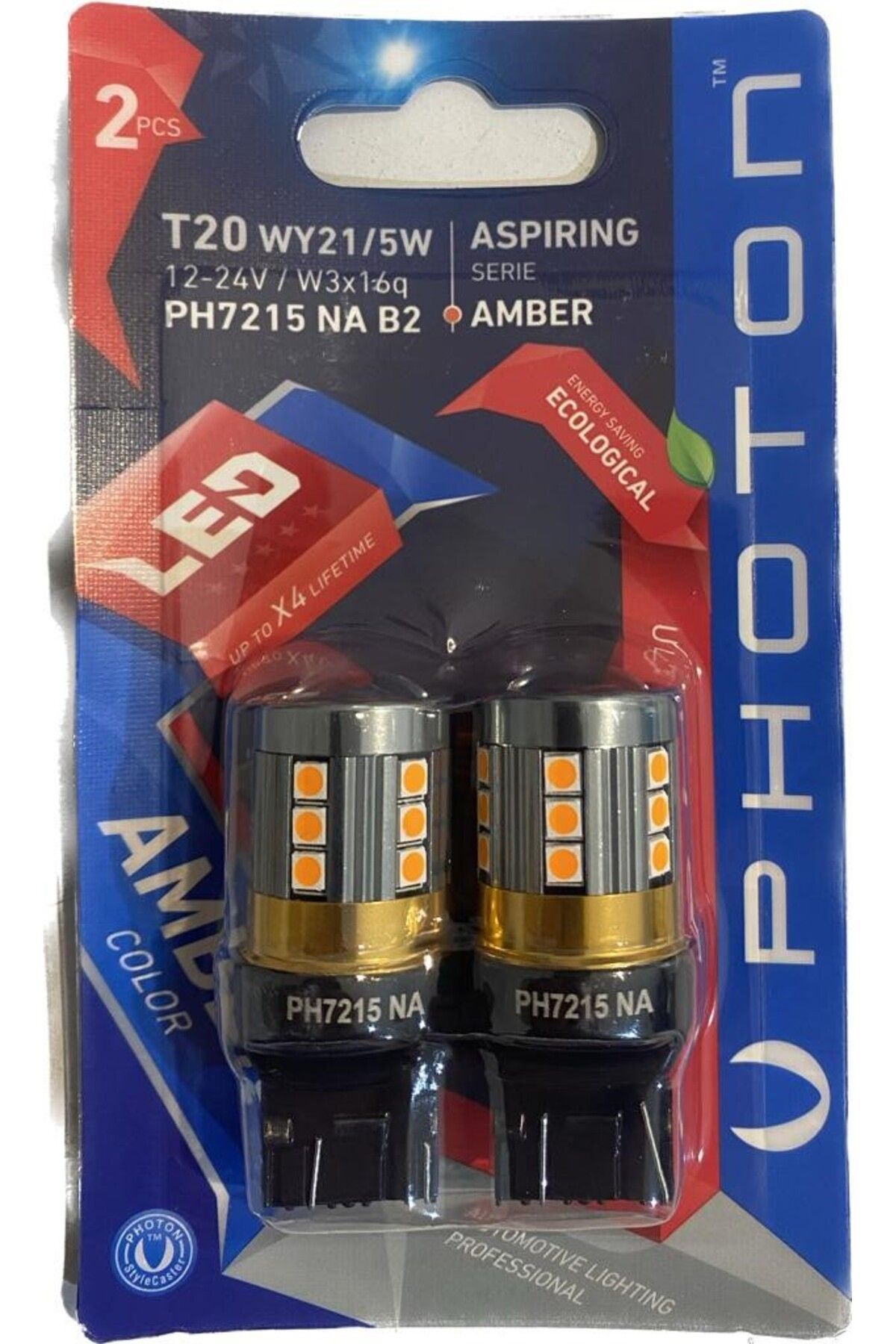 Photon T20 W21/5W AMBER 12V-24V LED (2Lİ BLİSTER)