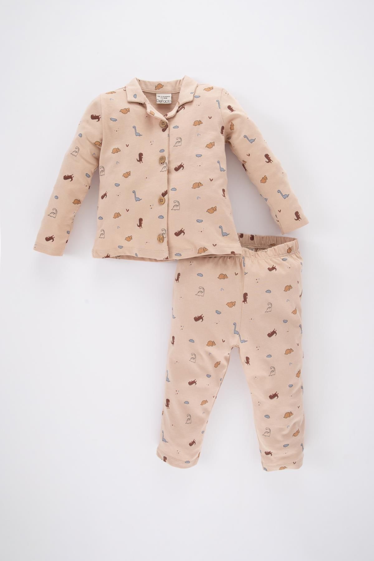 Defacto Erkek Bebek Dinazor Baskılı Uzun Kollu Pijama Takımı