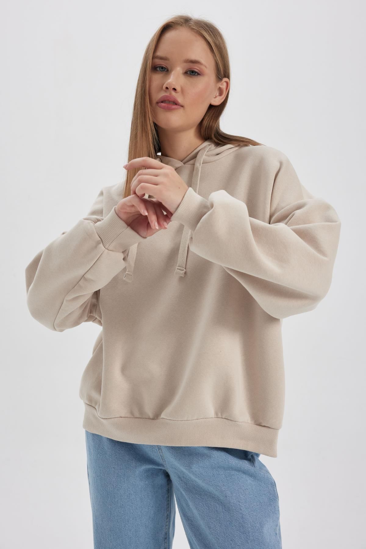 Defacto Coool Loose Fit Kapüşonlu Kalın Sweatshirt