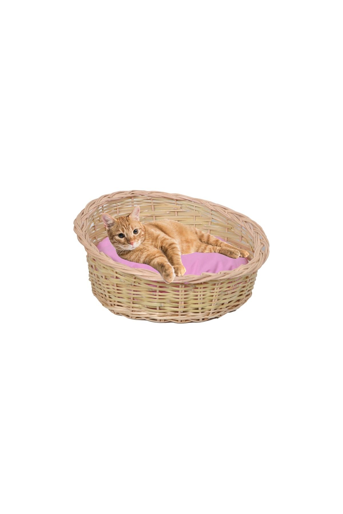 tunalar Hasır Kedi Köpek Yatağı Mor Minder Hediyeli Renkli El Yapımı Hasır 40 Cm