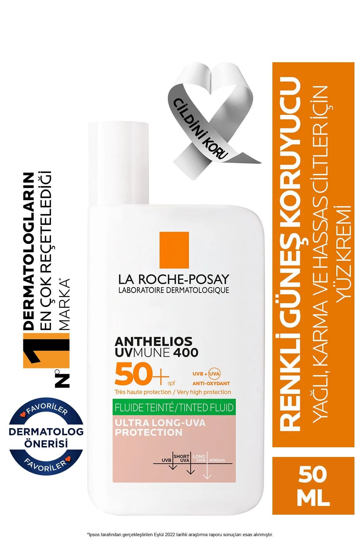La Roche Posay Anthelios Oil Control Fluid SPF+50 Yağlı Ciltler için Akışkan Renkli Yüz Güneş Kremi PinkestCosmetic