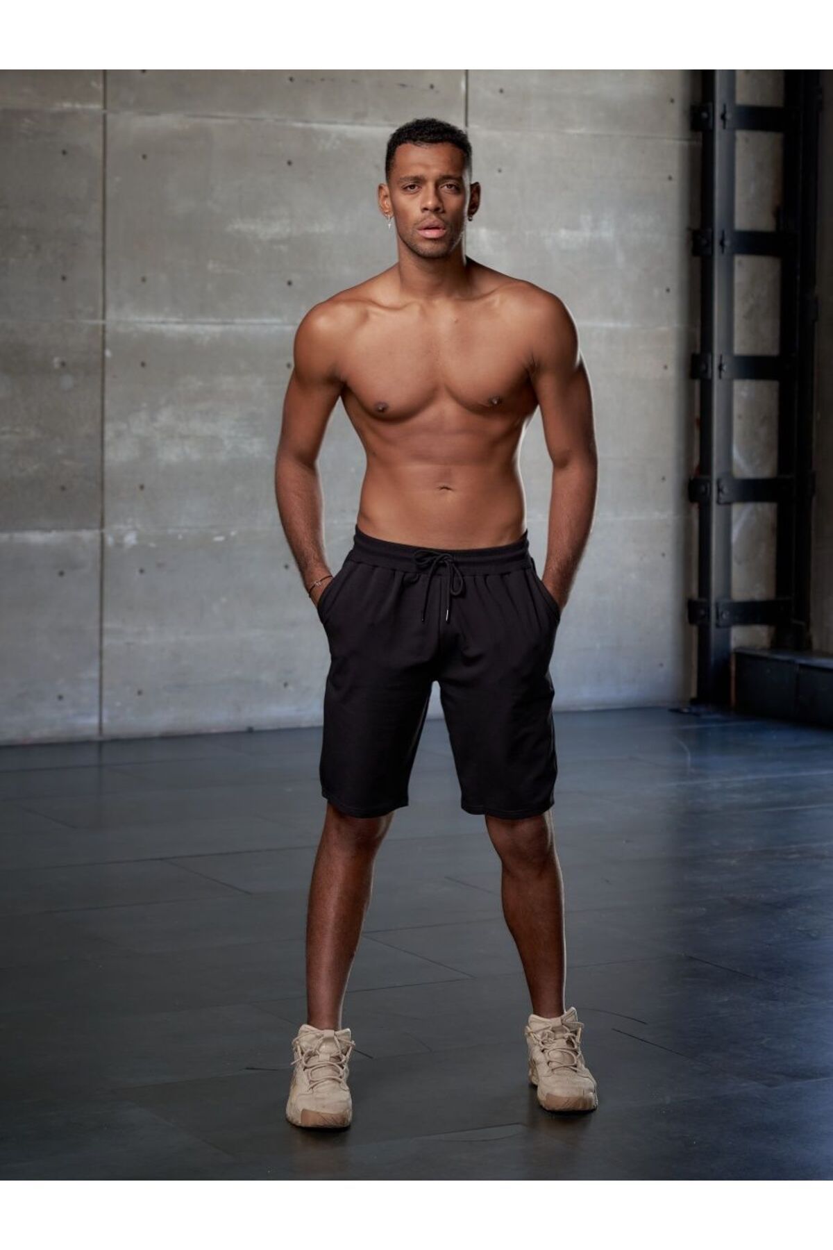MİSTİRİK Viterbo Model Erkek Boks Şort Spor Şort Rahat Şort Hafif Penye Bol Şort Siyah Renk
