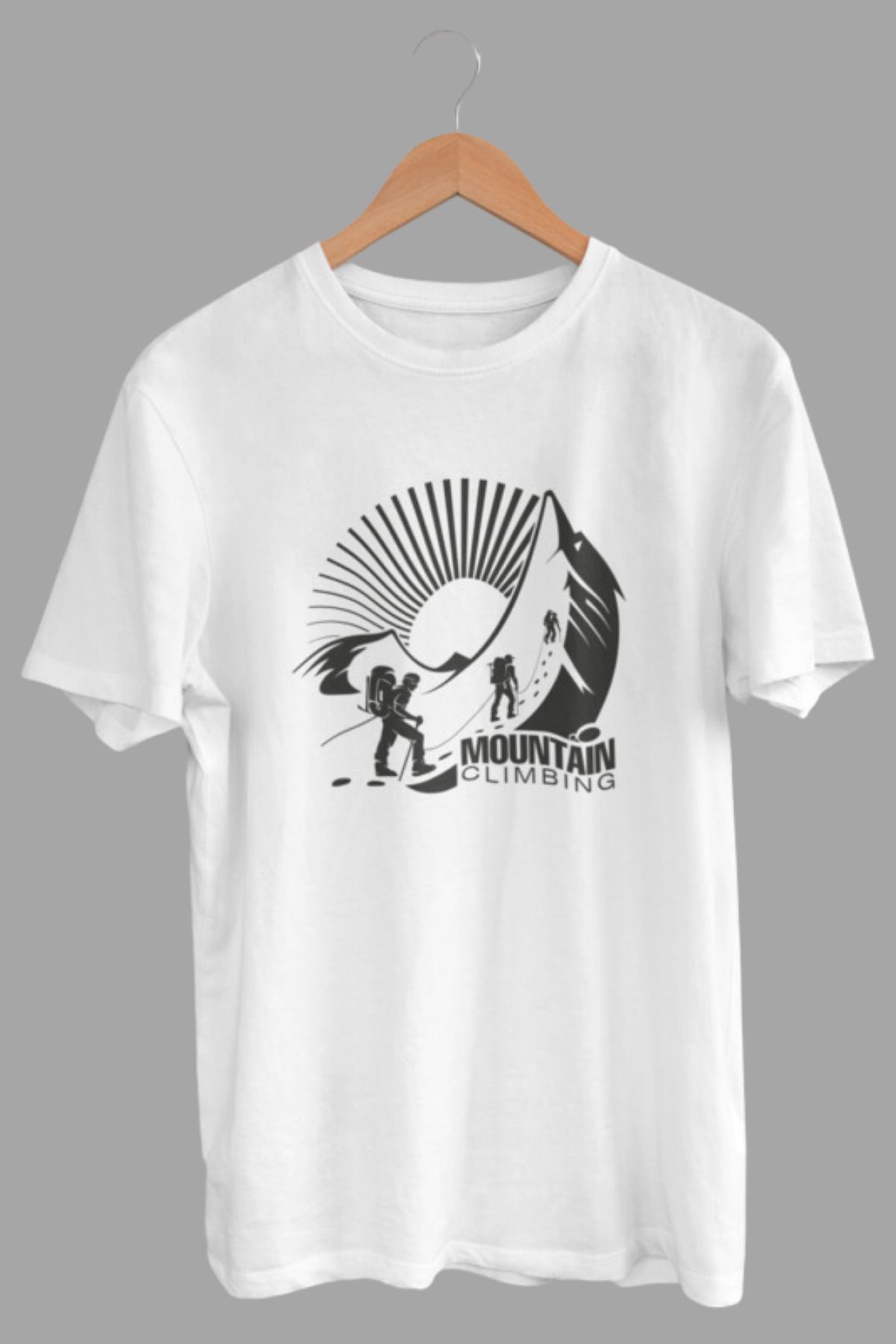 DK DAKSEL Beyaz Renk Basic Dağ Tırmanış Baskılı Erkek T-shirt Dks4254