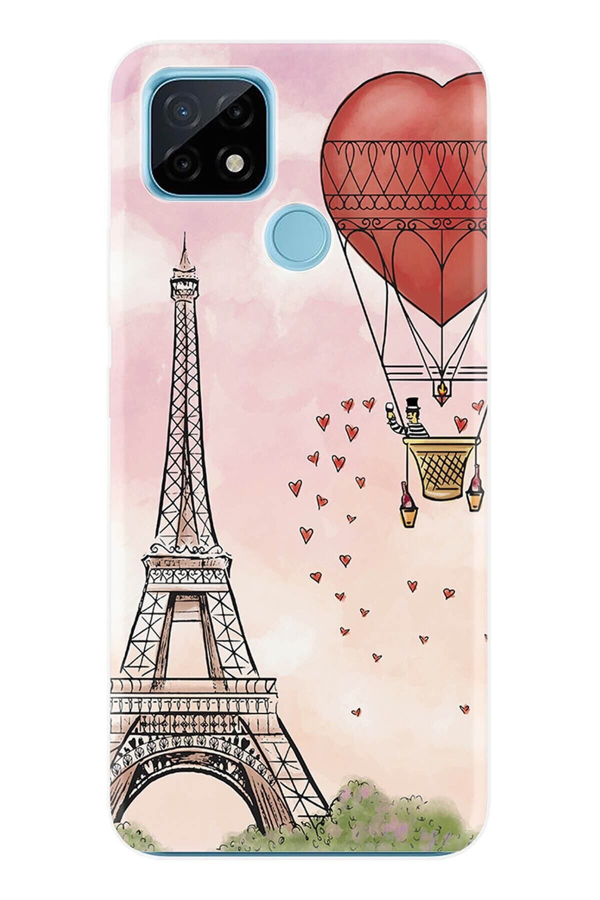 Cekuonline Oppo Realme C21 Kılıf Desenli Trend Silikon Kapak - Eiffel