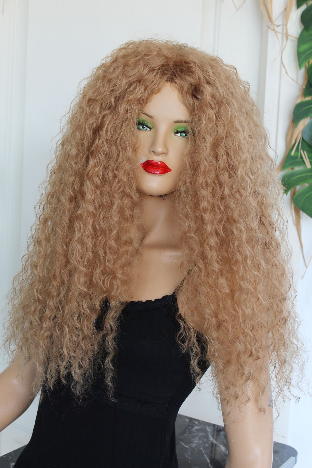 Marjinal Saç Bükücü Afro Dalgası Peruk - Afro Saç - Afro Peruk - Kıvırcık Peruk - Kıvırcık Saç - Peruka -karamel