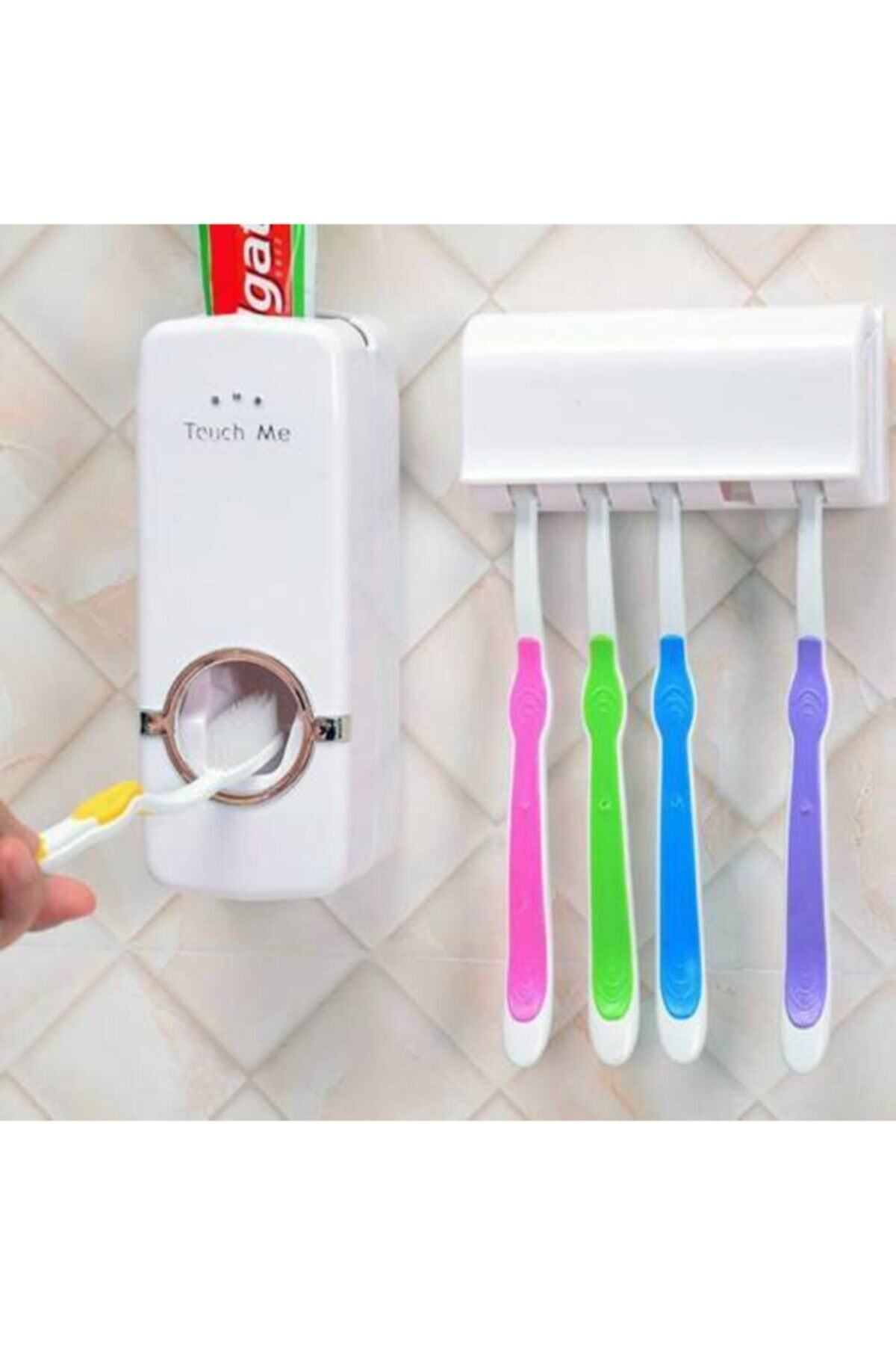 NurFeyza Otomatik Diş Macunu Sıkacağı 5 Adet Fırçalık Seti