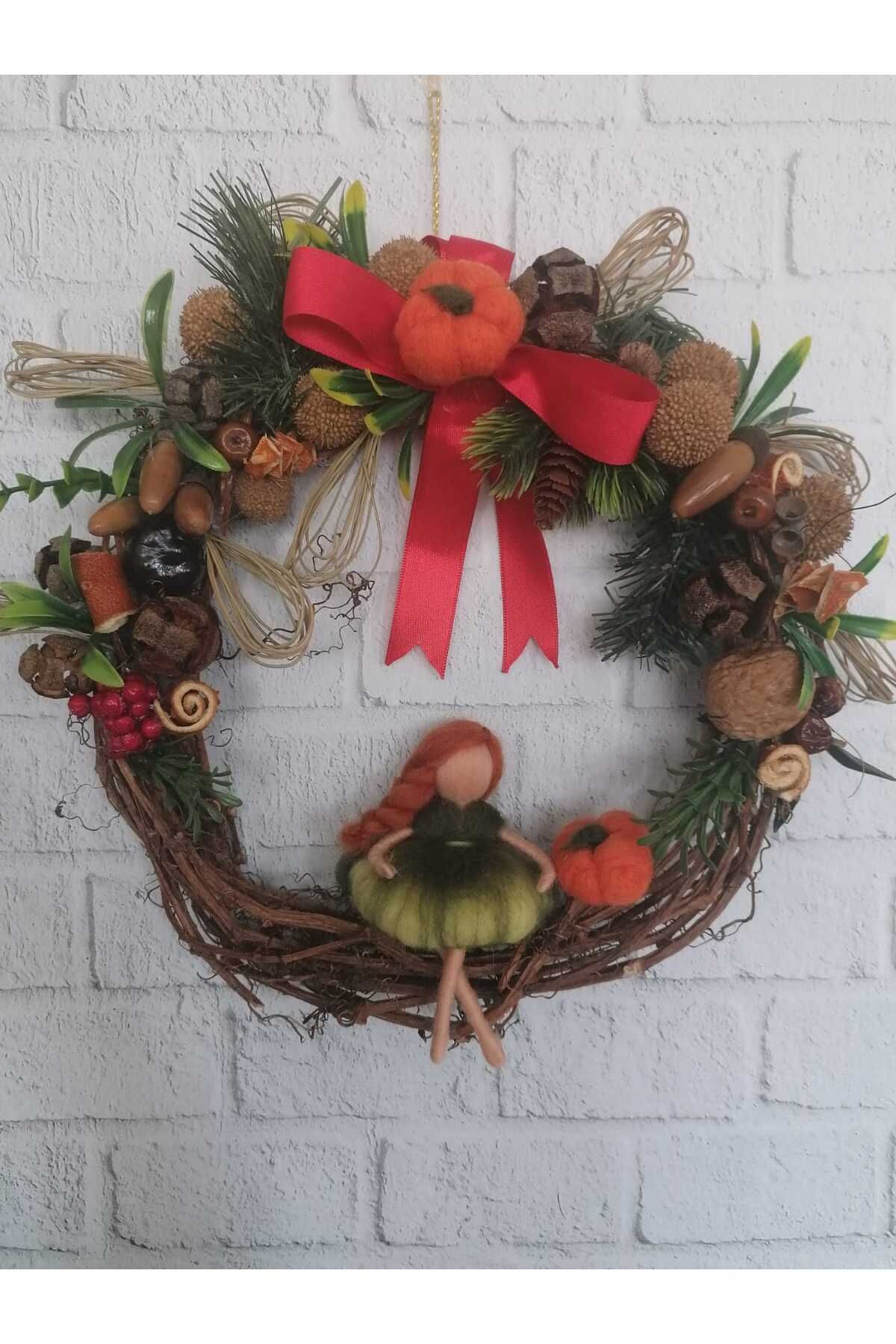 AFRALYAHOME Pumpkin sonbahar kış, Noel, yeniyıl süsü, yılbaşı peri kızı kapı duvar süsü