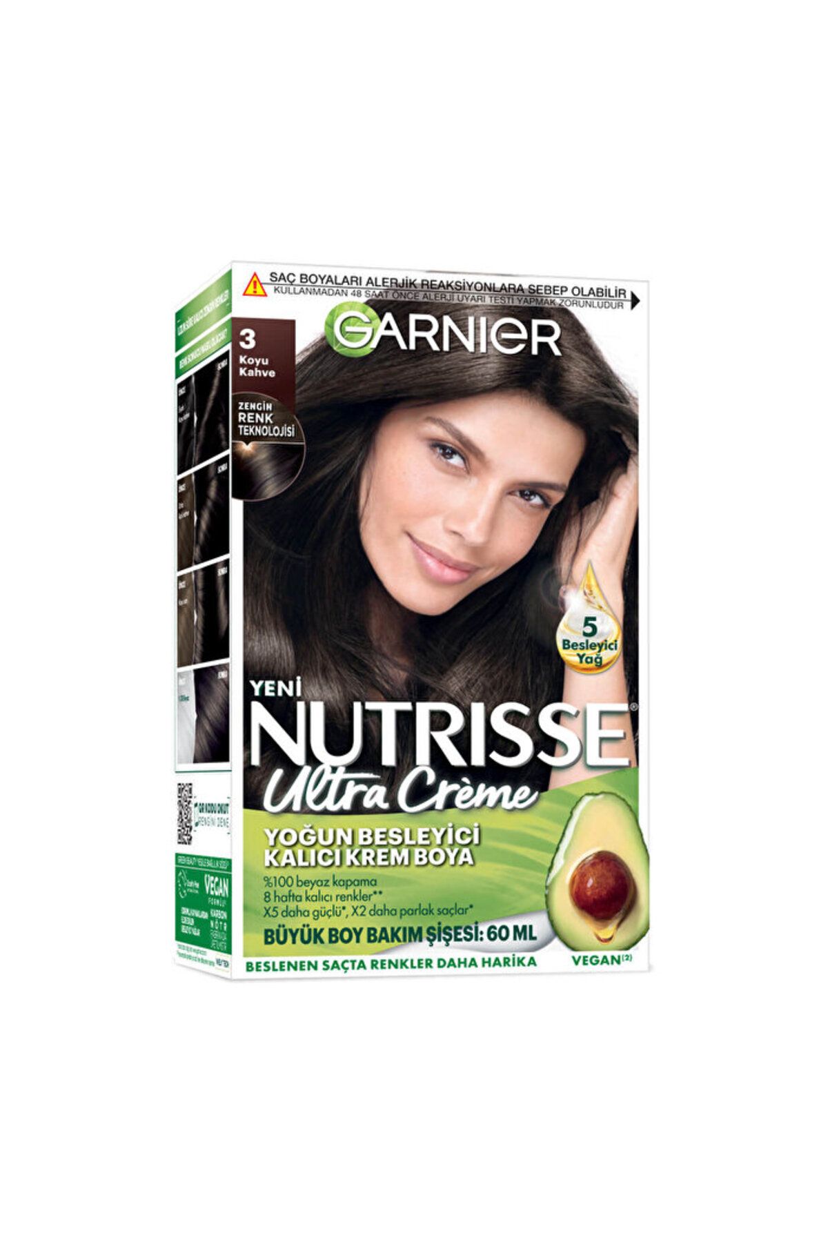 Garnier Nutrisse Yoğun Besleyici Kalıcı Krem Saç Boyası - 3 Koyu Kahve - 160 ml