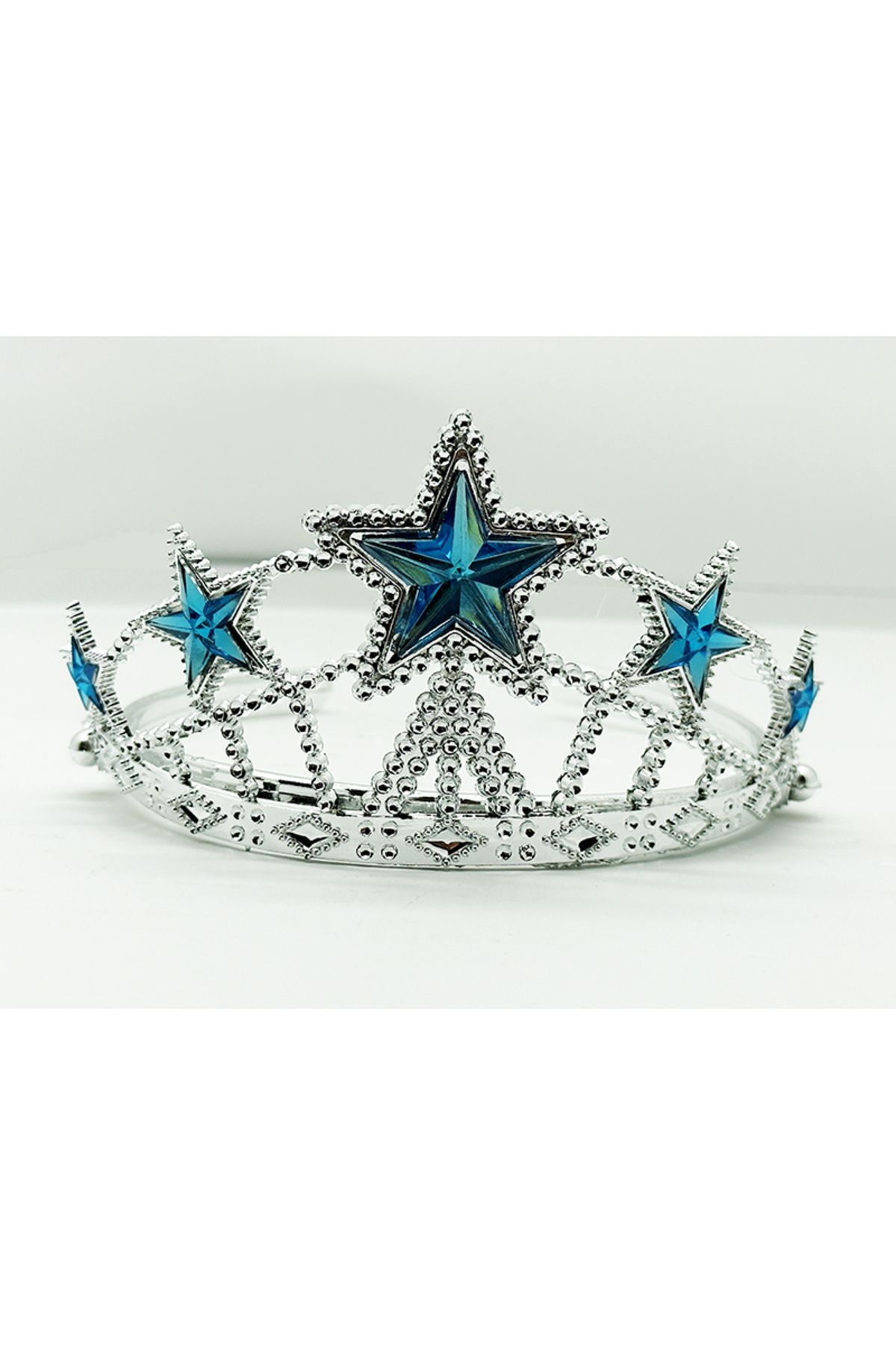 Genel Markalar Yıldız Şekilli Elsa Prenses Kraliçe Tacı Mavi Renk Çocuk Boy 5x17 cm (CLZ)