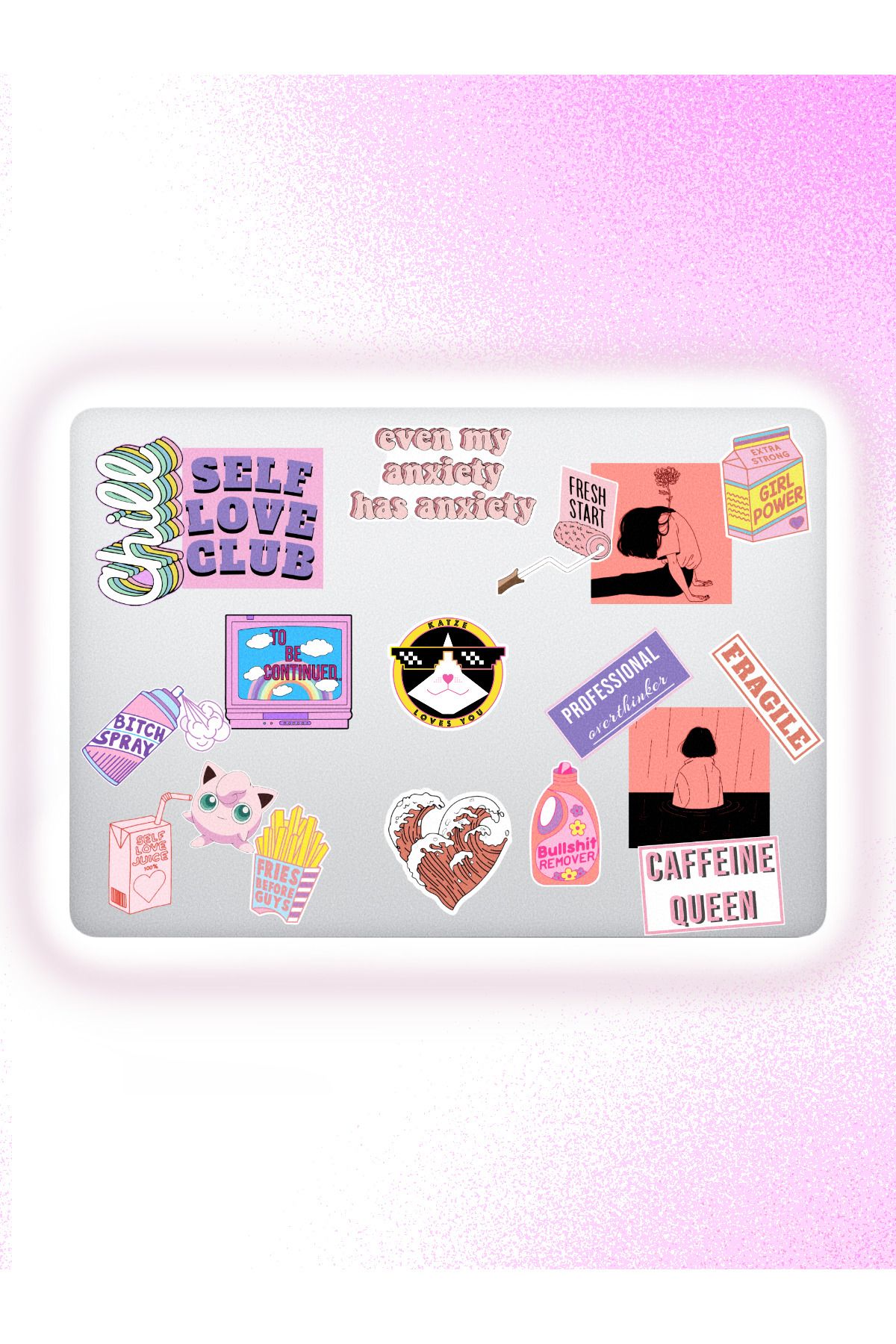 Katze Stickers Mental Art Sanat Temalı Laptop Notebook Tablet Sticker Seti (17 Adet)