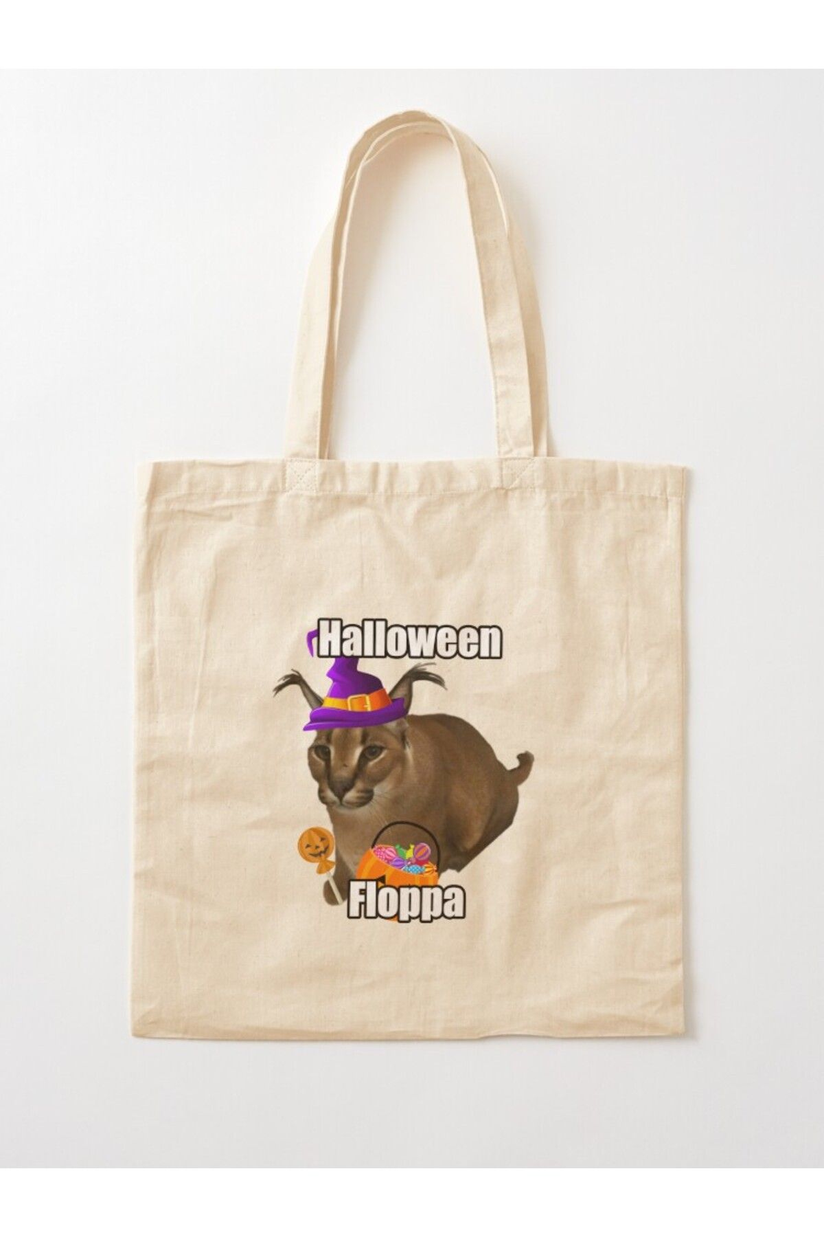 w house Körüklü Bez Omuz Çantası 15629 - Big Floppa Halloween Spooky Gift Caracal Cat Funny Cute