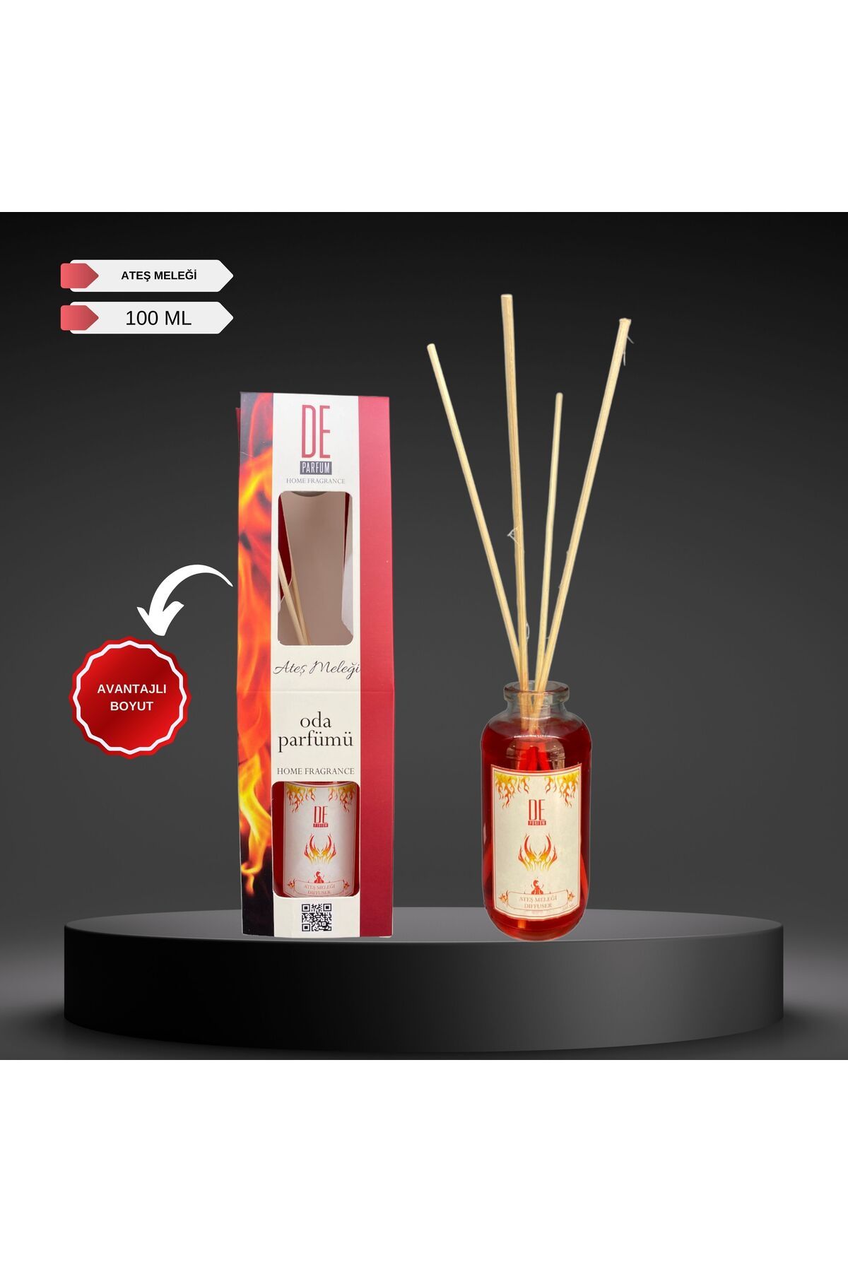 DeParfum Ateş Meleği Kırmızı Meyveler, Vanilya Ve Paçuli, Bergamot Dekoratif 100 ml Bambu Çubuklu Oda Kokusu