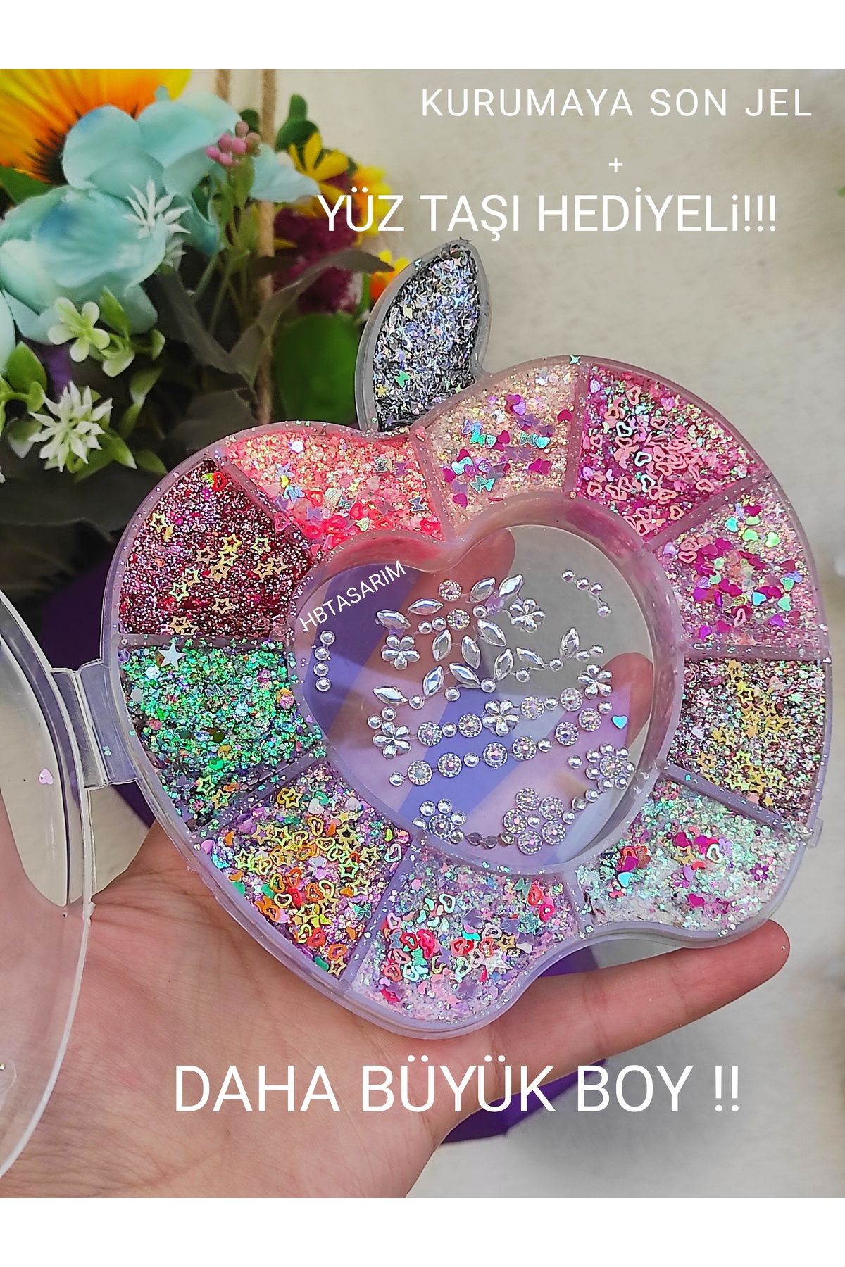 hbtasarim Parlak Glitter Glitter Jel Far Kremsi Simli Büyük Boy Yüz Taşı Kurumaya Son Jel Hediyeli!!