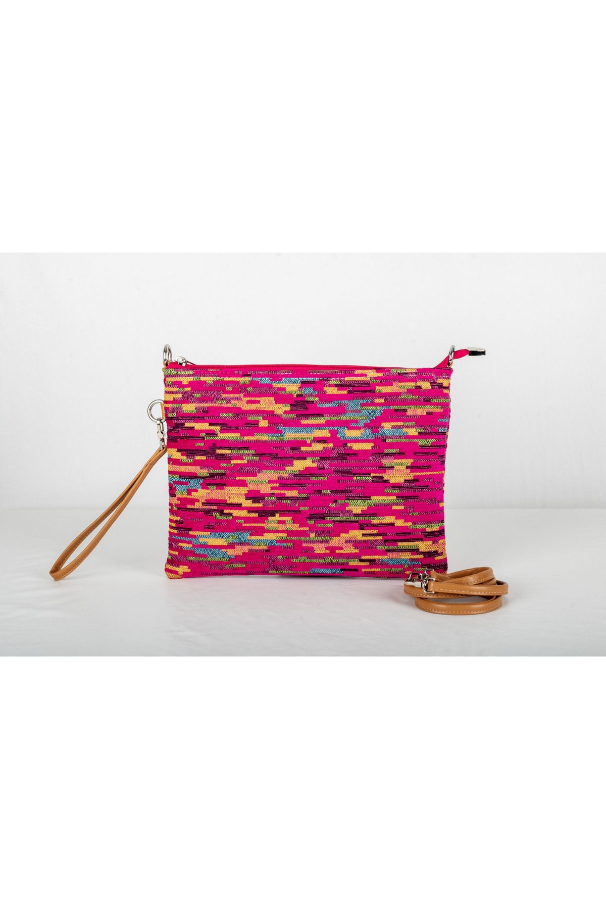 Bellartamo Geometrik Desenli Kumaş Clutch Bag, Makyaj Çantası, Portföy El Çantası