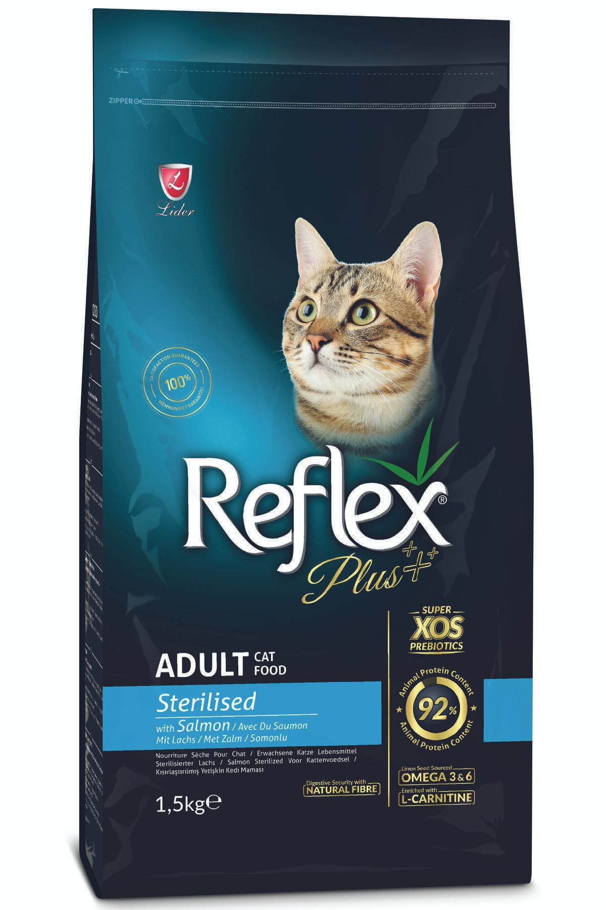 Lider Reflex Plus Sterilised Kısırlaştırılmış Somonlu Kedi Maması 1.5kg