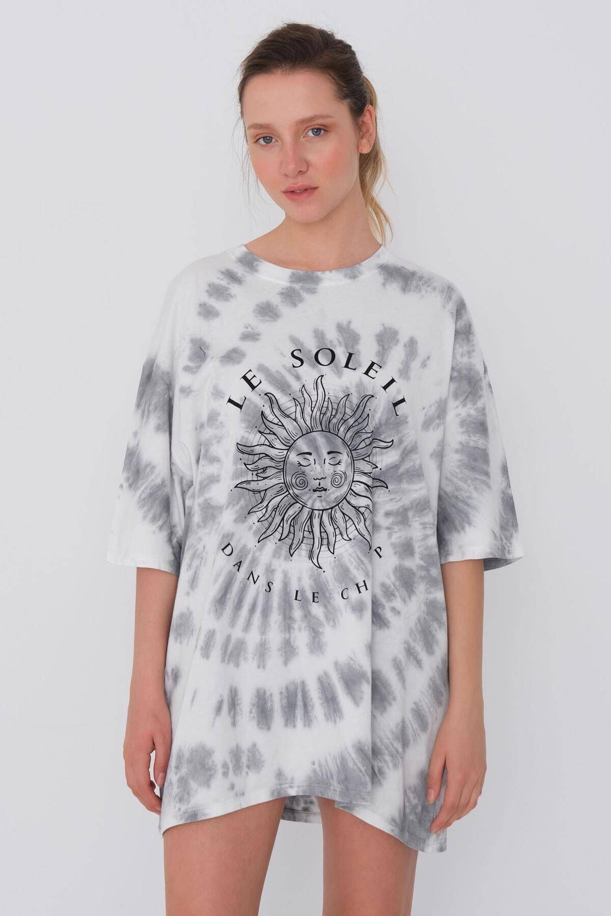 Addax Kısa Kollu Batik Oversize T-shirt P9574-a9