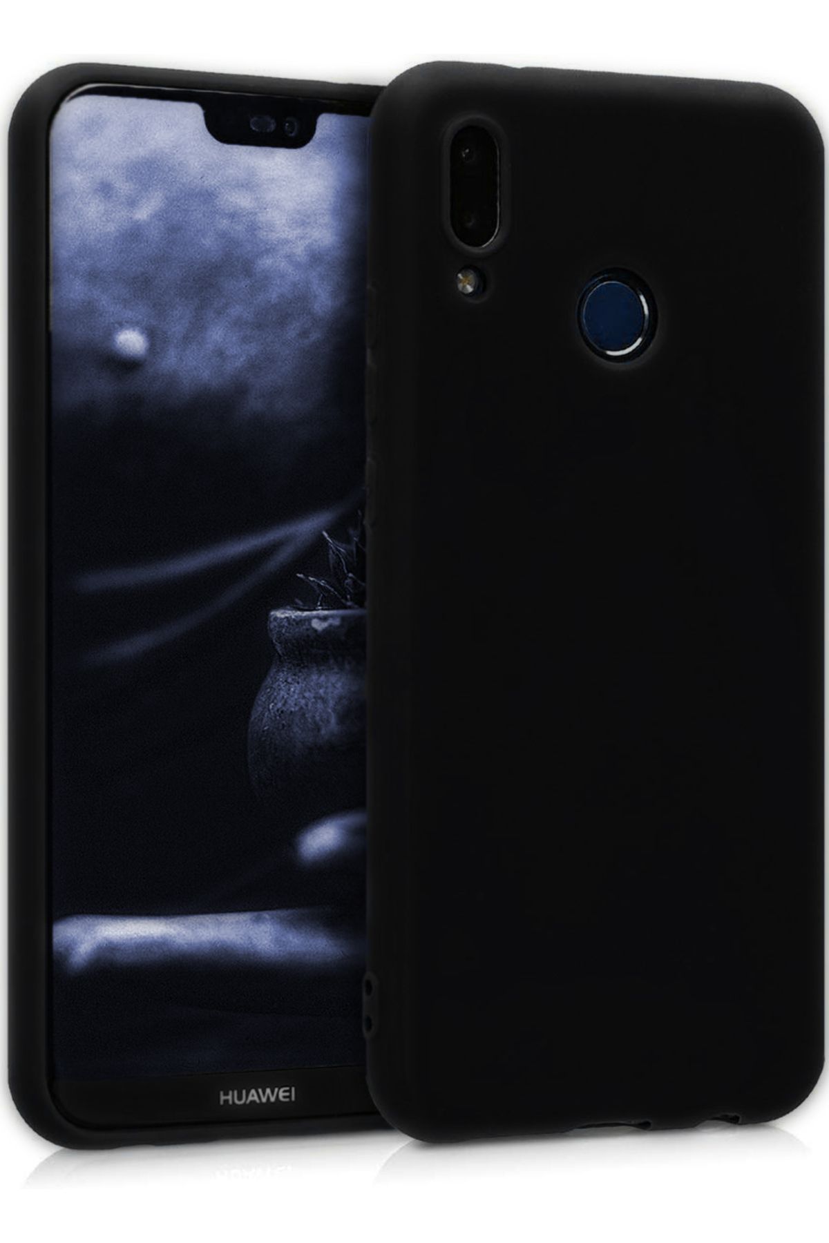 Moraksesuar Huawei P20 Lite Kılıf Ultra İnce Renkli Silikon Kapak Siyah
