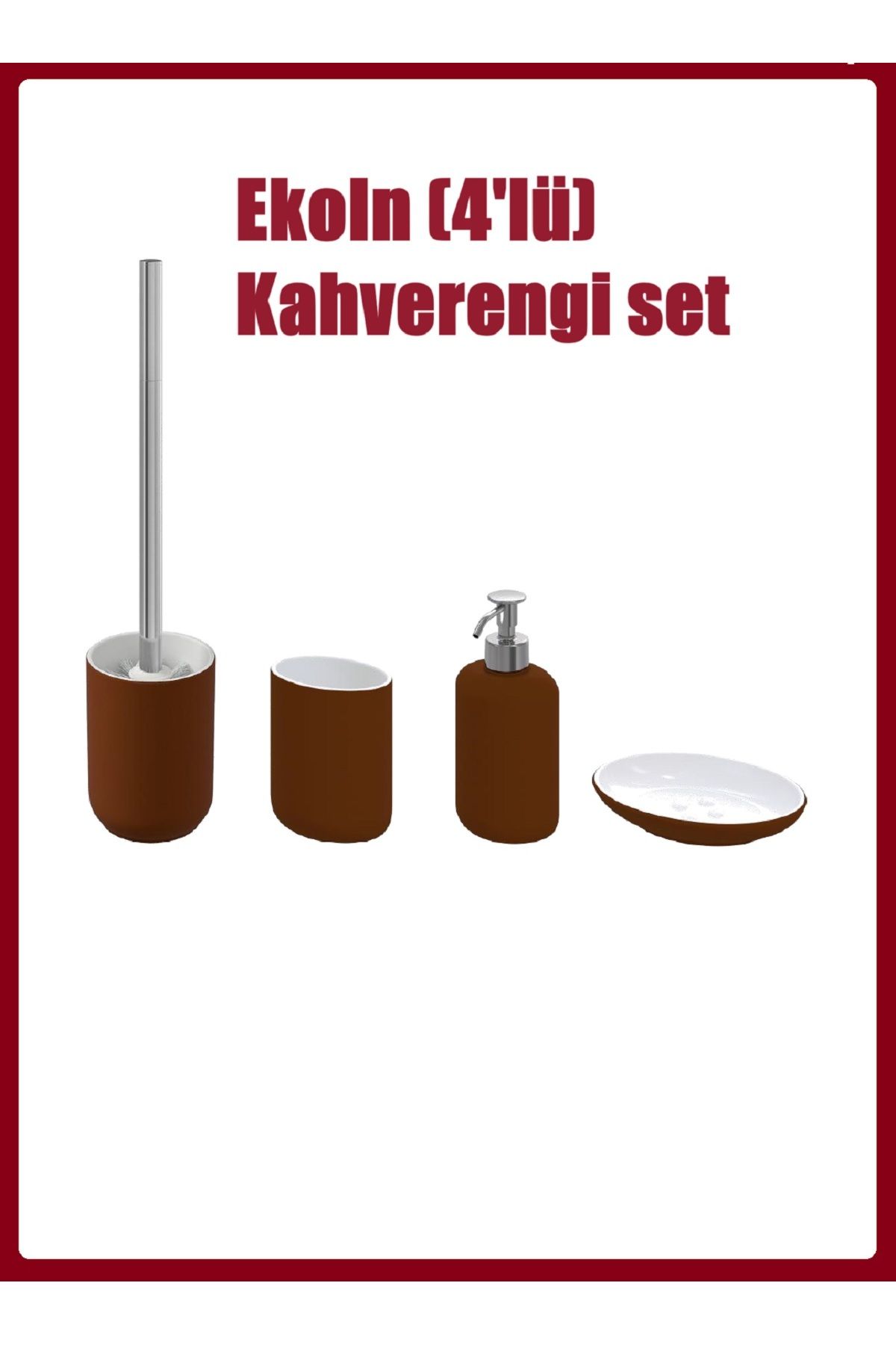 IKEA Ekoln Banyo Seti, Sıvı Sabunluk, Diş Fırçalık, Katı Sabunluk, Tuvalet Fırçası (4'lü Set)