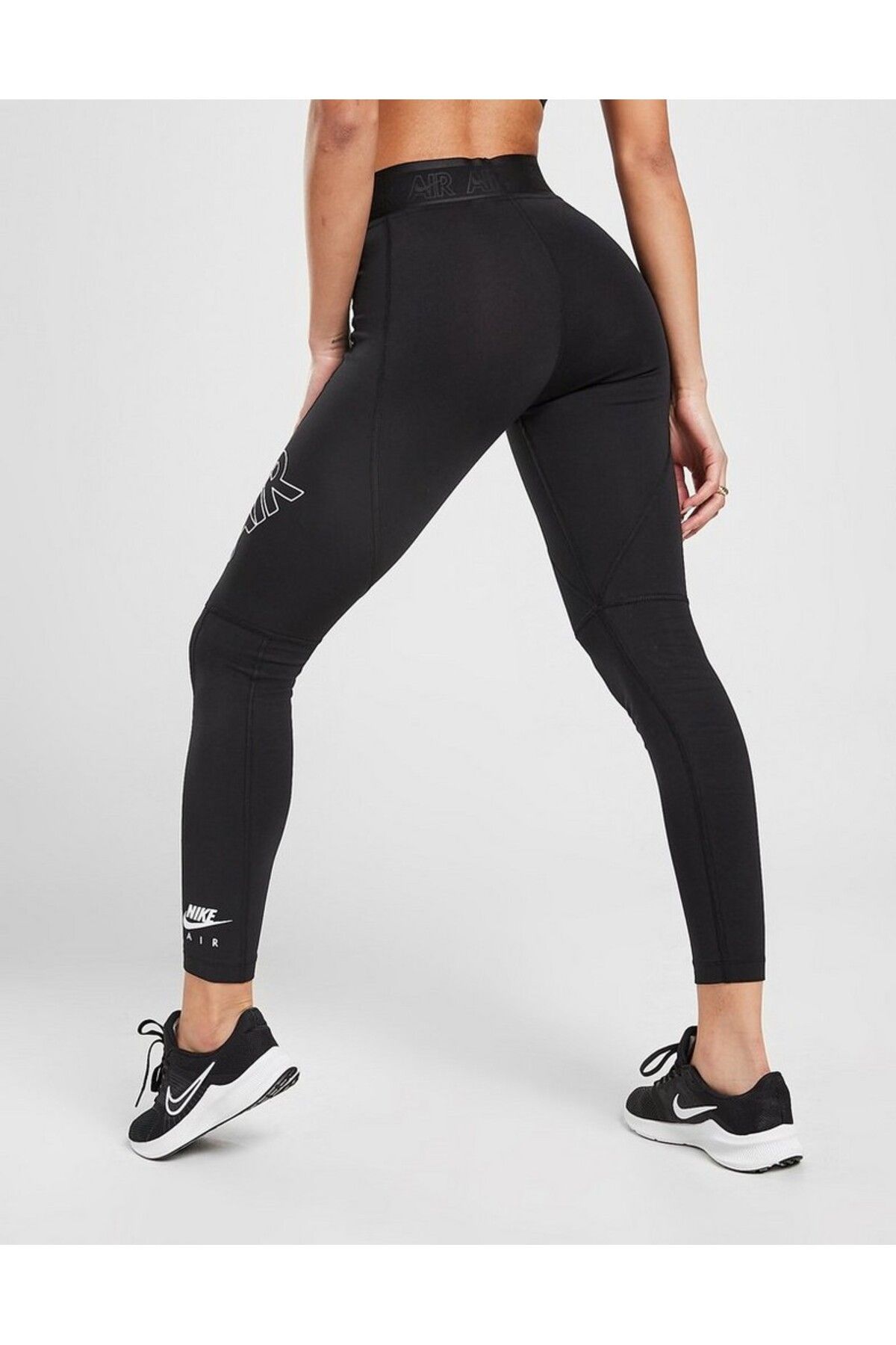 Nike Air Yüksek Belli 7/8 Grafikli Siyah Kadın Taytı