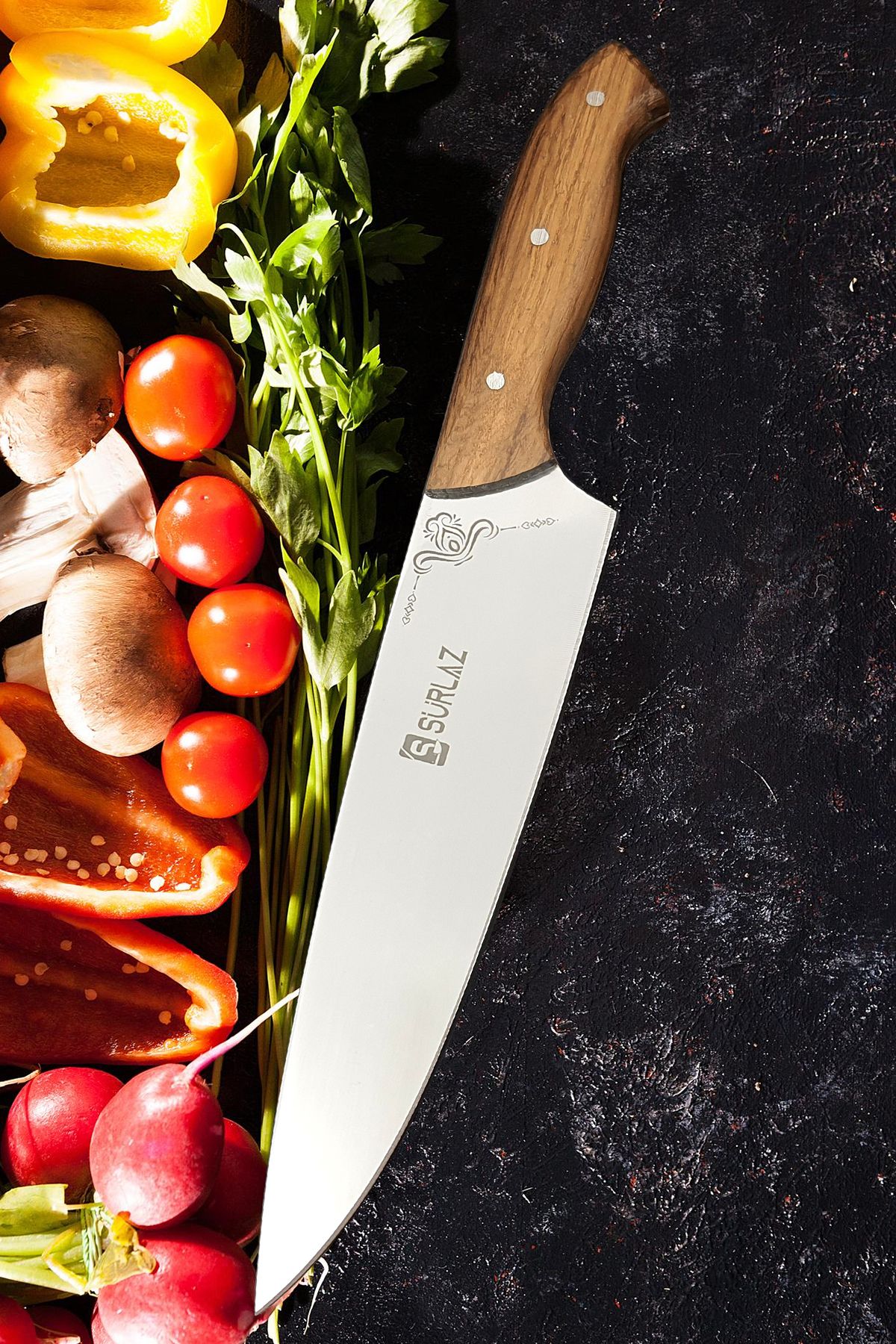 SürLaz Elit Şef Bıçağı Mutfak Bıçağı Özel Seri 32 Cm Şef Bıçak Kişiselleştirilebilir