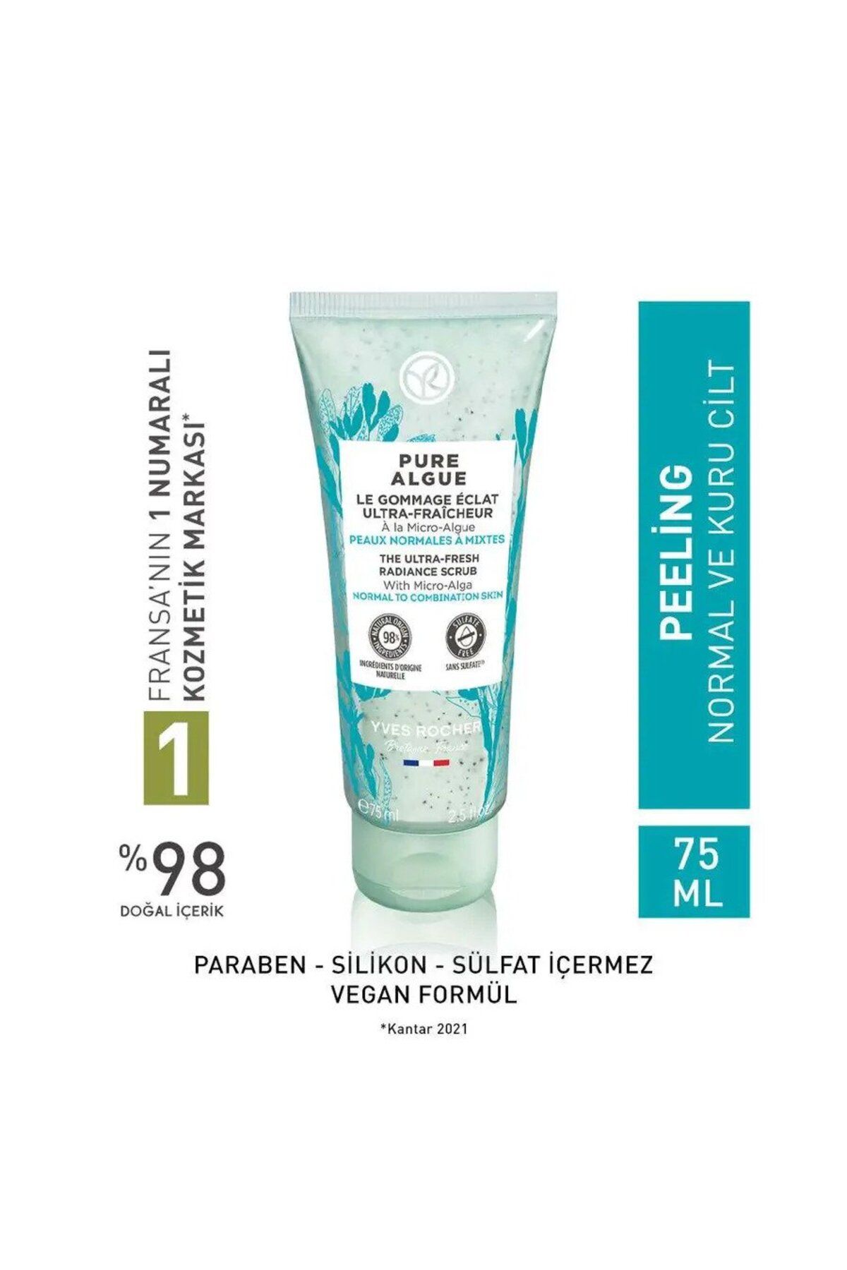 Yves Rocher Pure Algue Detoks Etkili, Nemlendirici ve Canlandırıcı - Prebiyotikli Nem Maskesi 75 ml