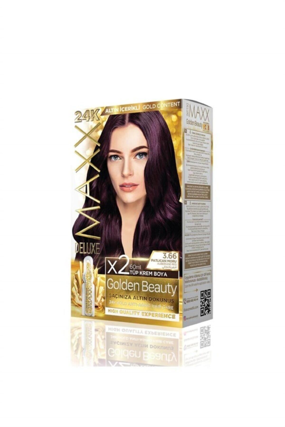 MAXX DELUXE Golden 24k 3.66 Patlıcan Moru Altın Içerikli Saç Boyası