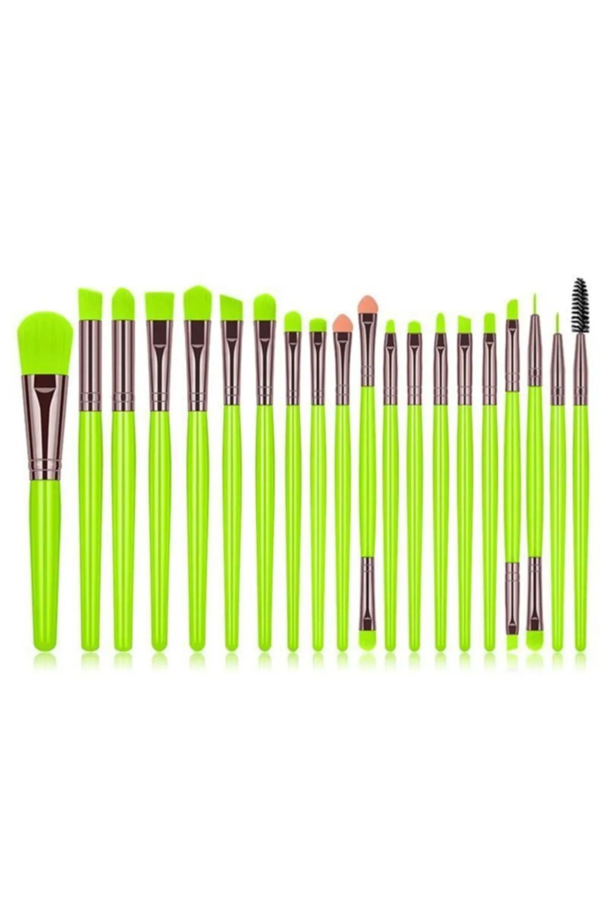 aks kozmetik Yeşil renk 20 Parça Makyaj Fırça Seti Neon Renkler