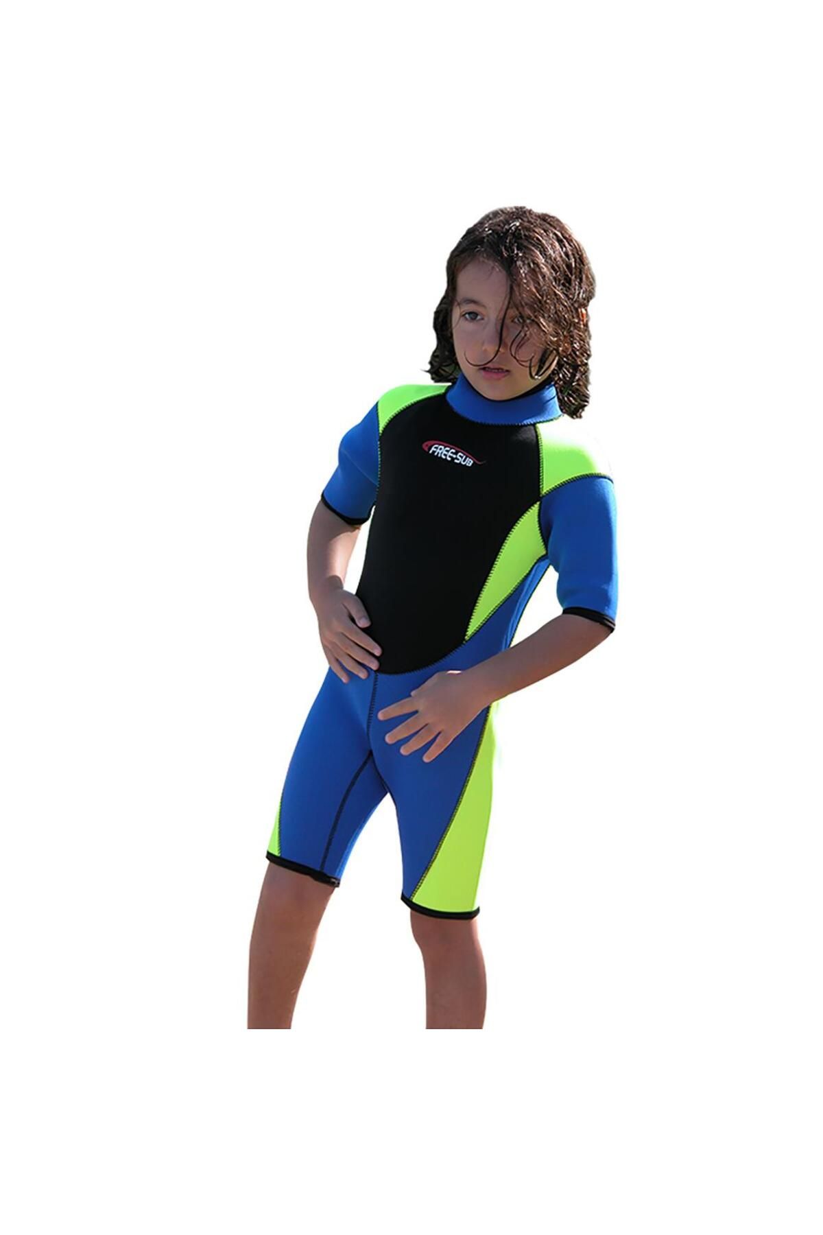 Free-Sub 3mm Çocuk Shorty (KISA), Sörf Yüzme Scuba Tüplü Dalış Elbisesi