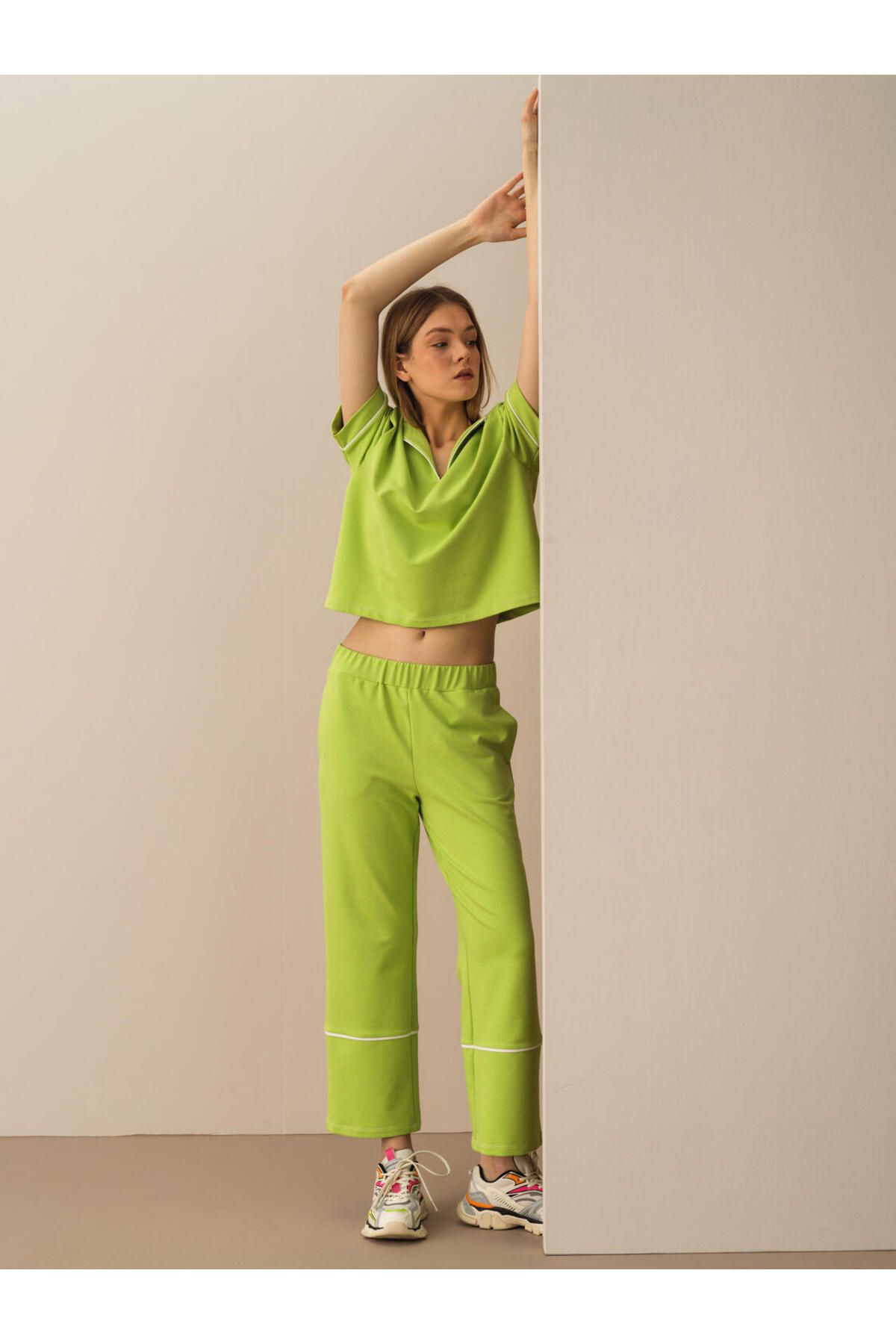 Xint Kadın Yeşil Pamuklu Regular Fit Sweat Pantolon