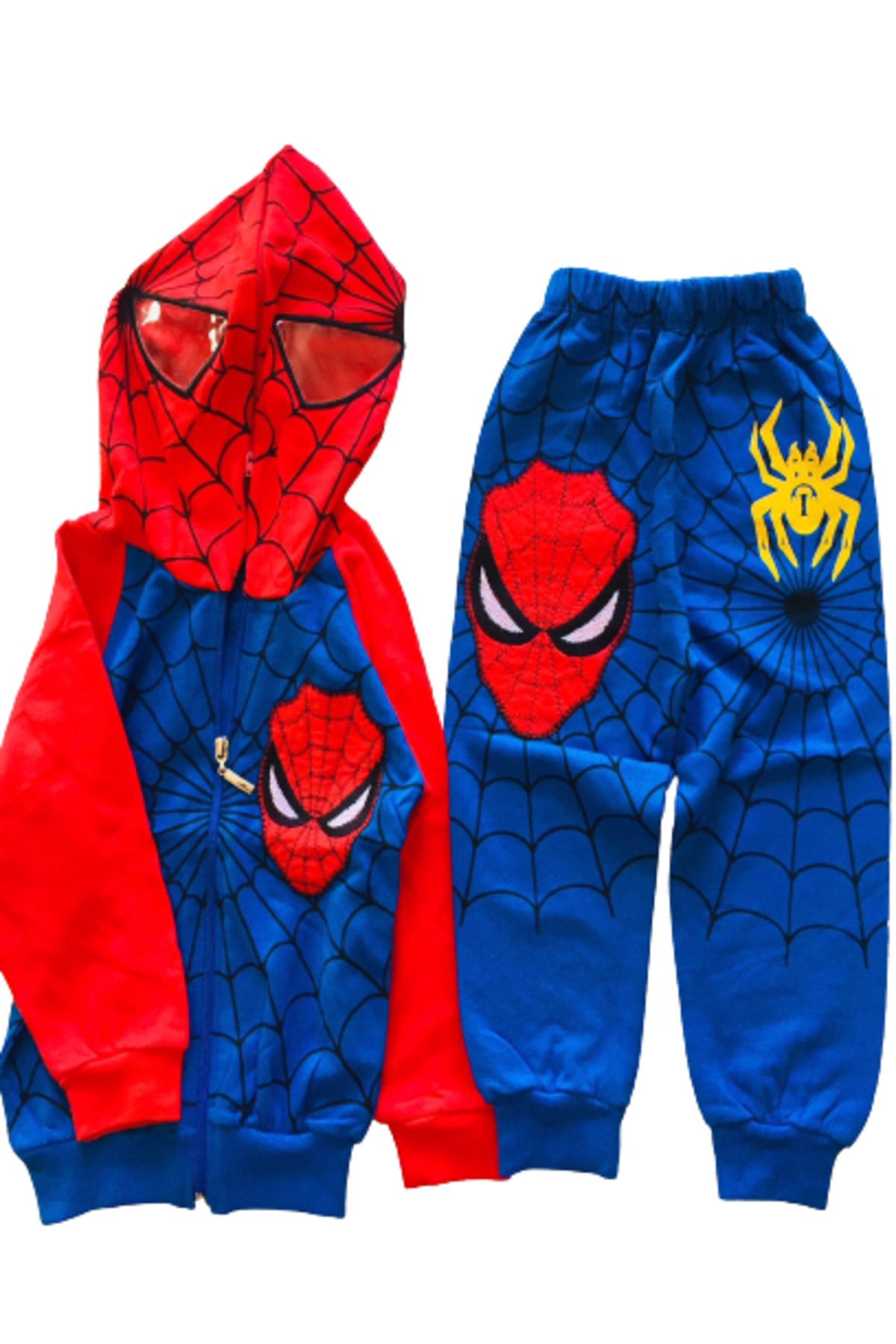 Deejo Örümcek Adam Eşofman Takımı Spiderman Kostümü Maskeli Kapüşonlu