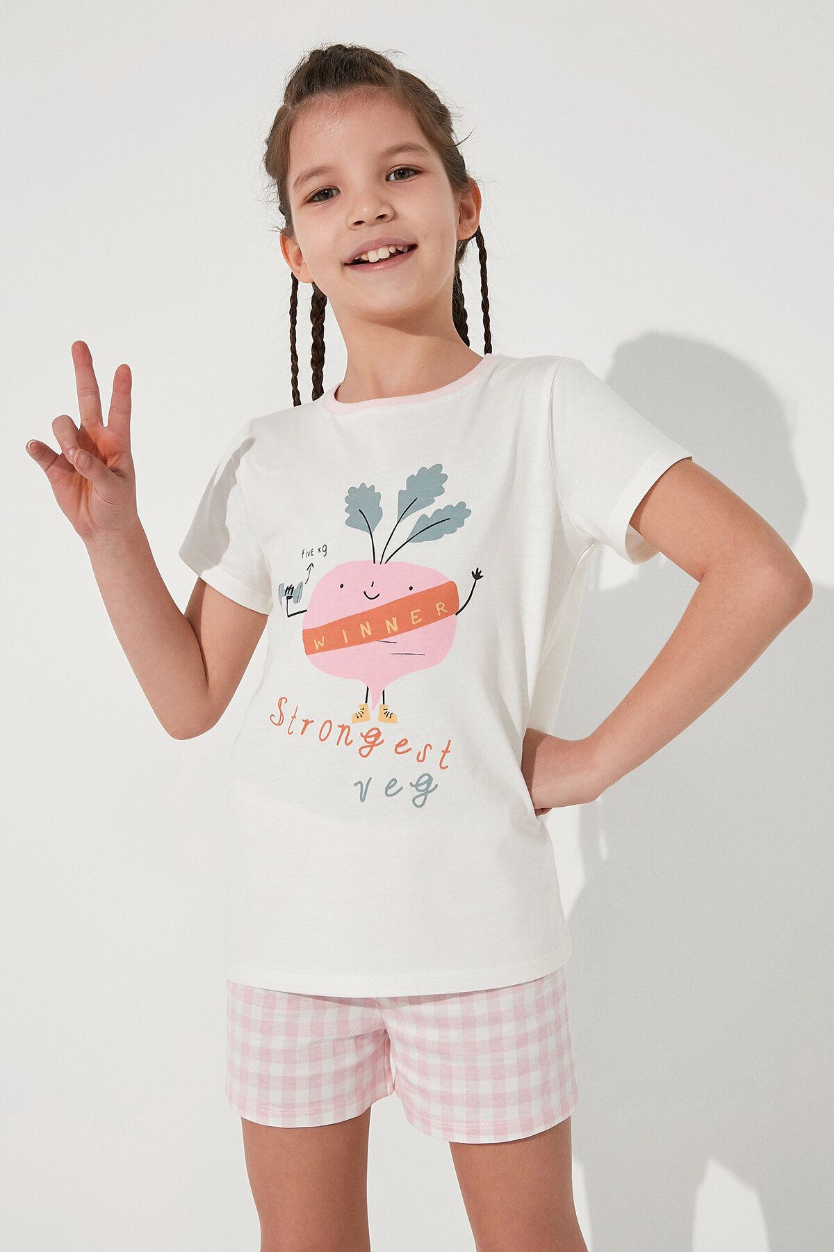 Penti Kız Çocuk Pembe Veg-t Strong Beet Pijama Takımı