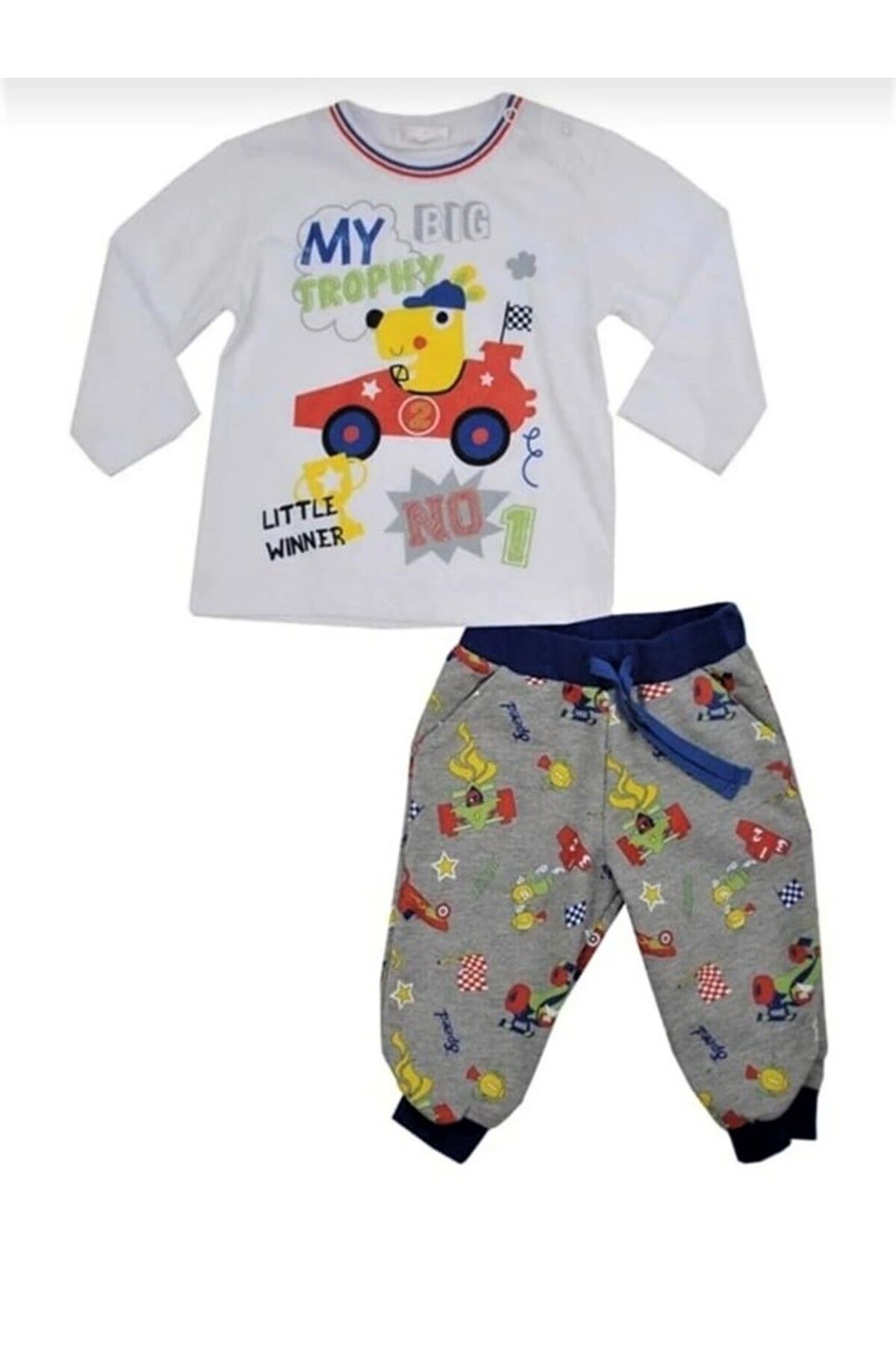 Zeyland Erkek Bebek Ve Çocuk Beyaz Renk Sweat Grımelanj Renk Pantolon Alt Üst 2 Li Takım