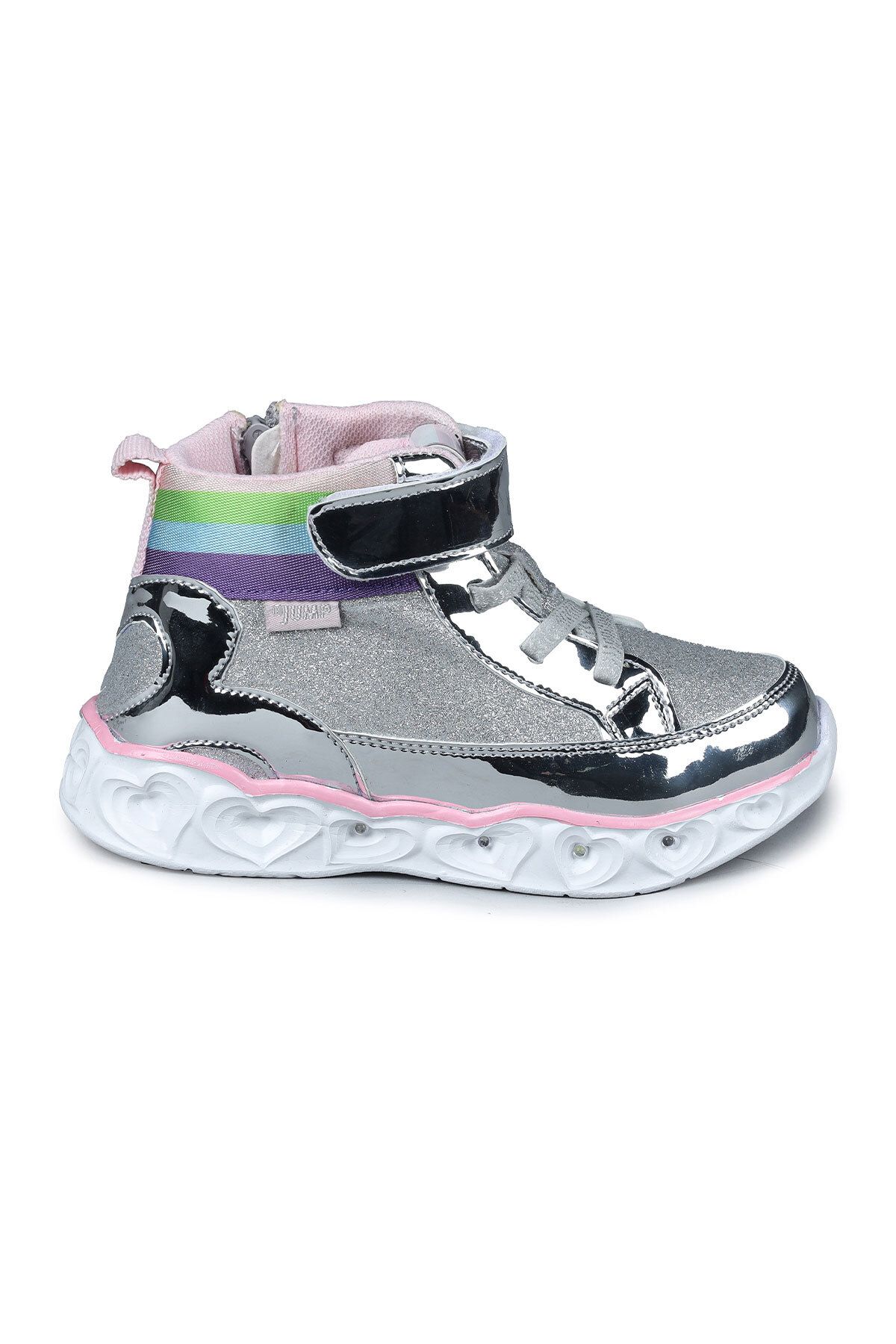 Jump 26962 Cırtlı Gümüş Rengi - Pembe Kız Çocuk Sneaker Günlük Spor Ayakkabı