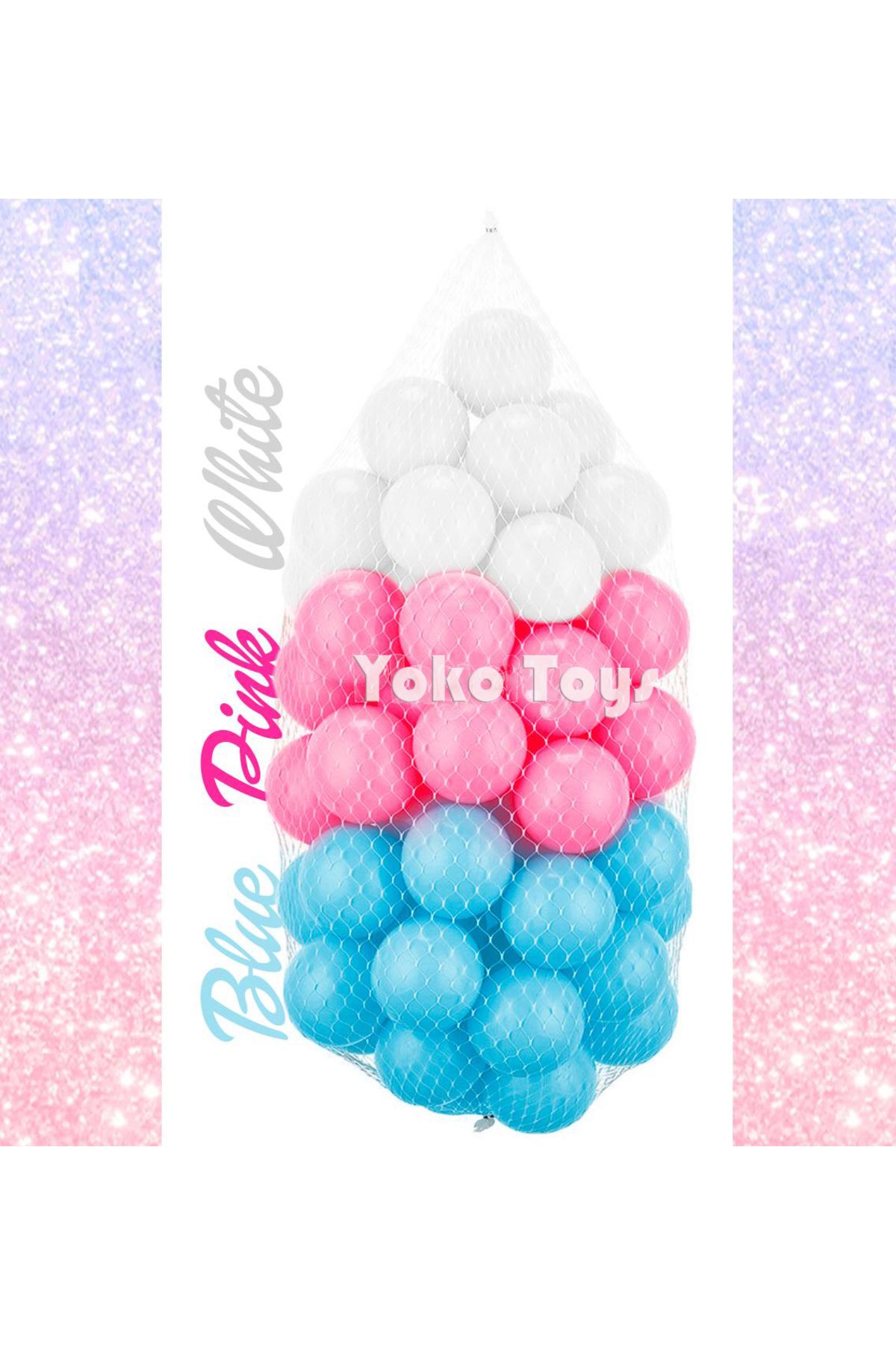 Yoko Toys Havuz Topu 50 Adet / 6 Cm / File – Pembe/Mavi/Beyaz