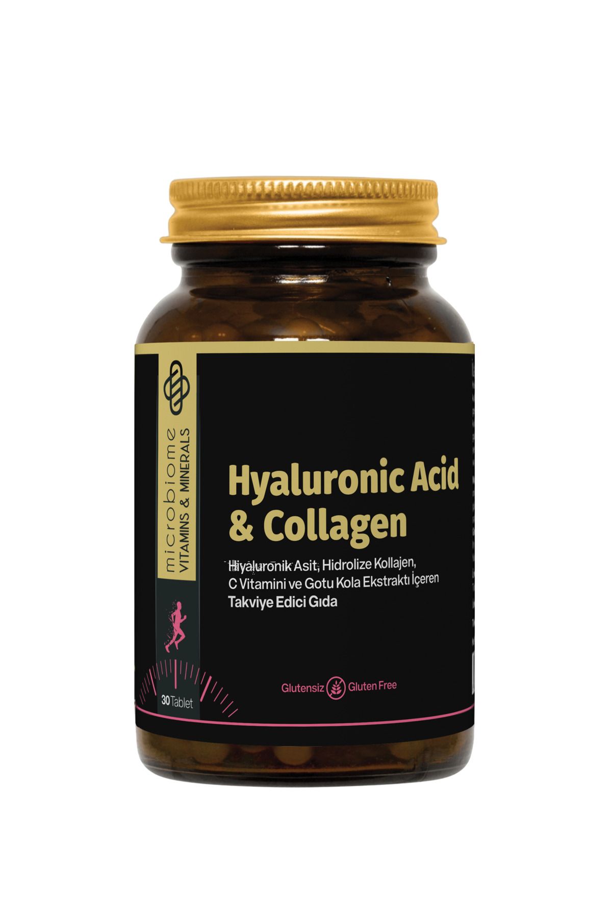 Microbiome Collagen & Hyaluronic Acid 30 Tablet (HİYALURONİK ASİT, HİDROLİZE KOLAJEN, C VİTAMİNİ VE GOTU KOLA)