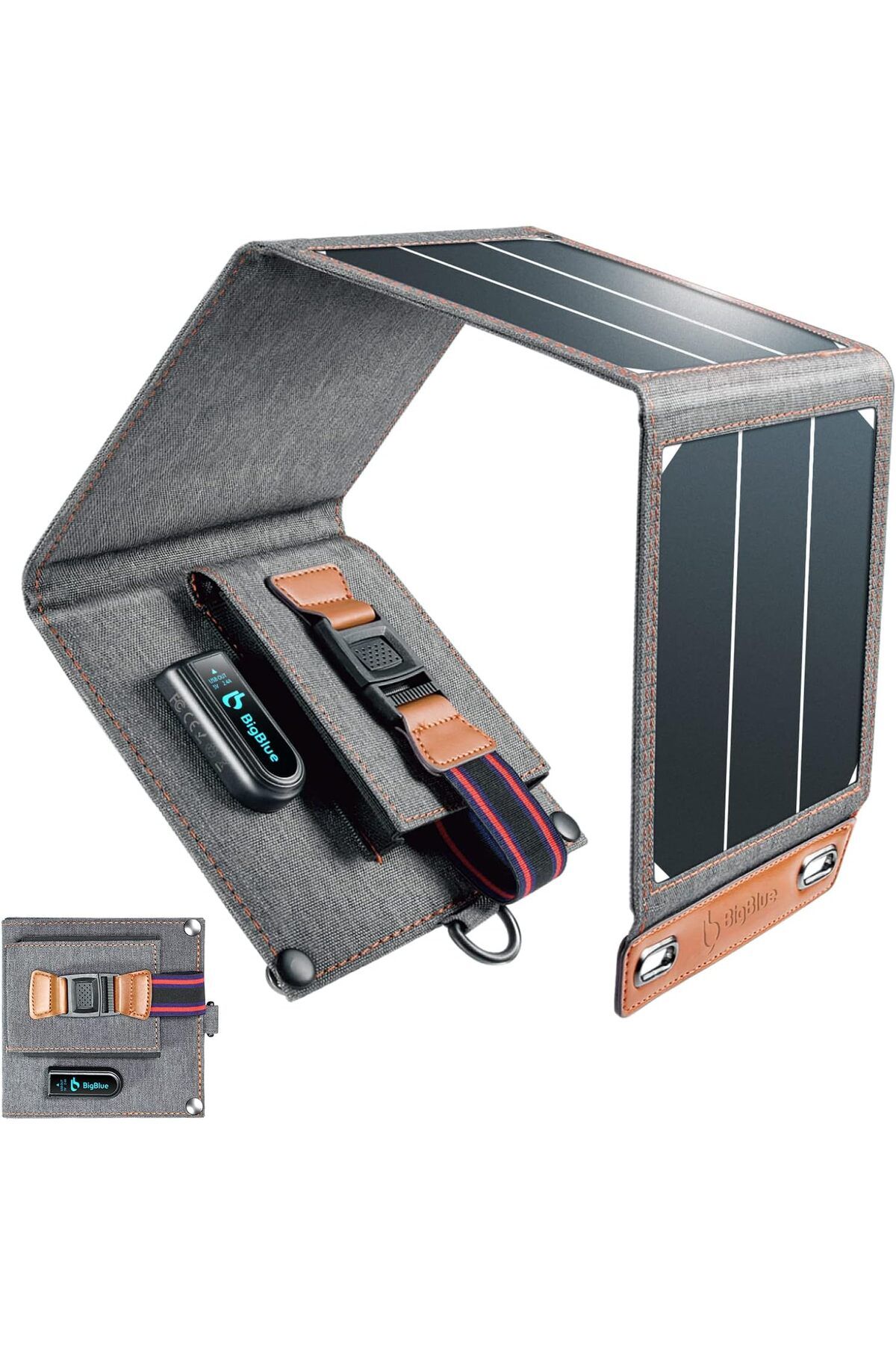 Bigblue 14W solar şarj cihazı taşınabilir, cep boyutunda güneş paneli 1 portlu USB