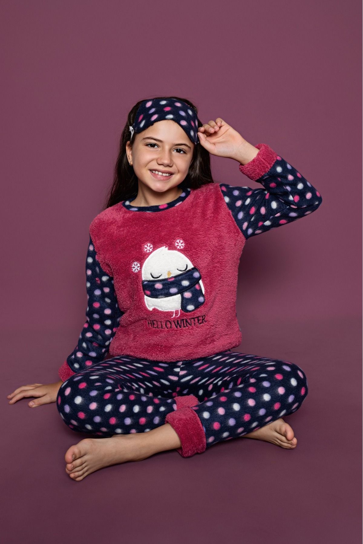 Asel Çocuk Desenli Polar Pijama Takımı