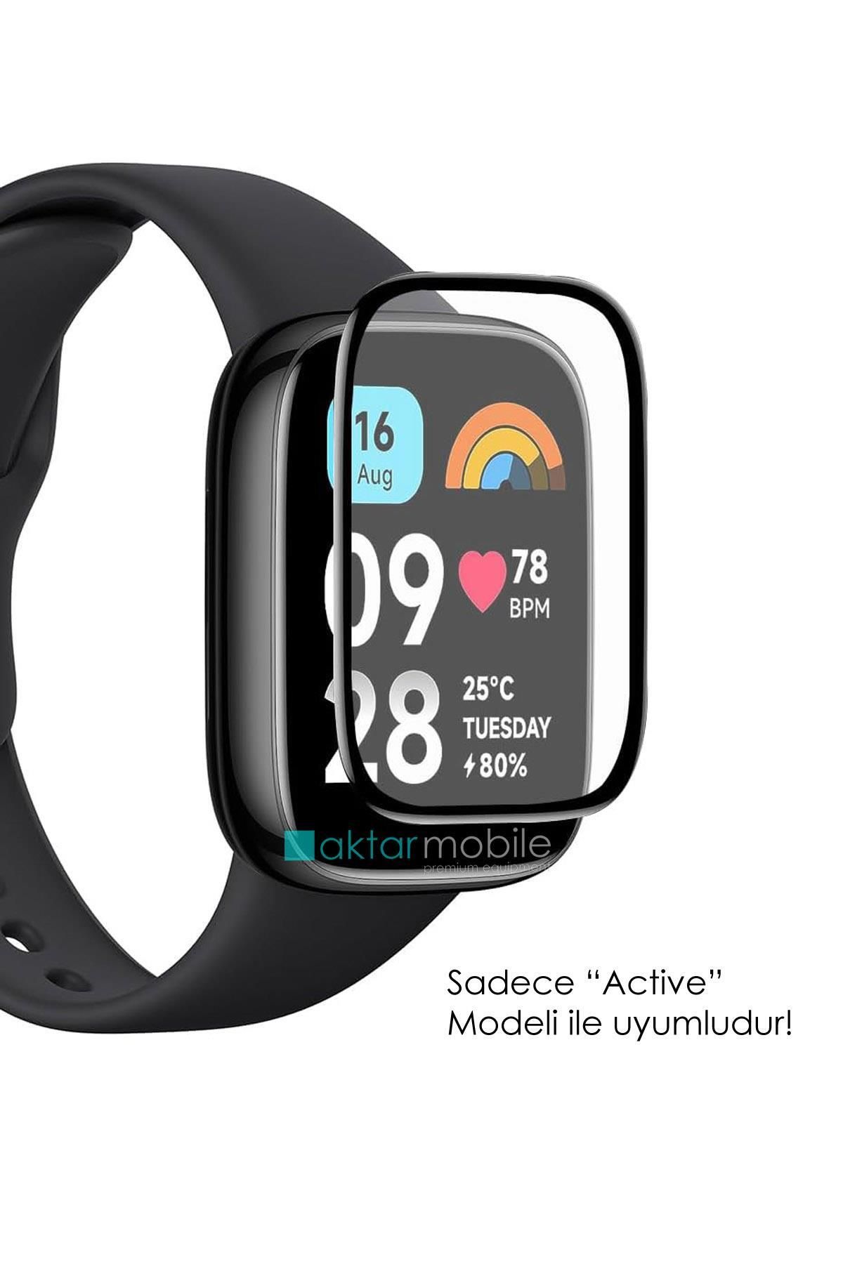 AktarMobile Redmi Watch 3 Active uyumlu Ekran Koruyucu 3D Tam Kapatan Kavisli PPMA Nano Cam