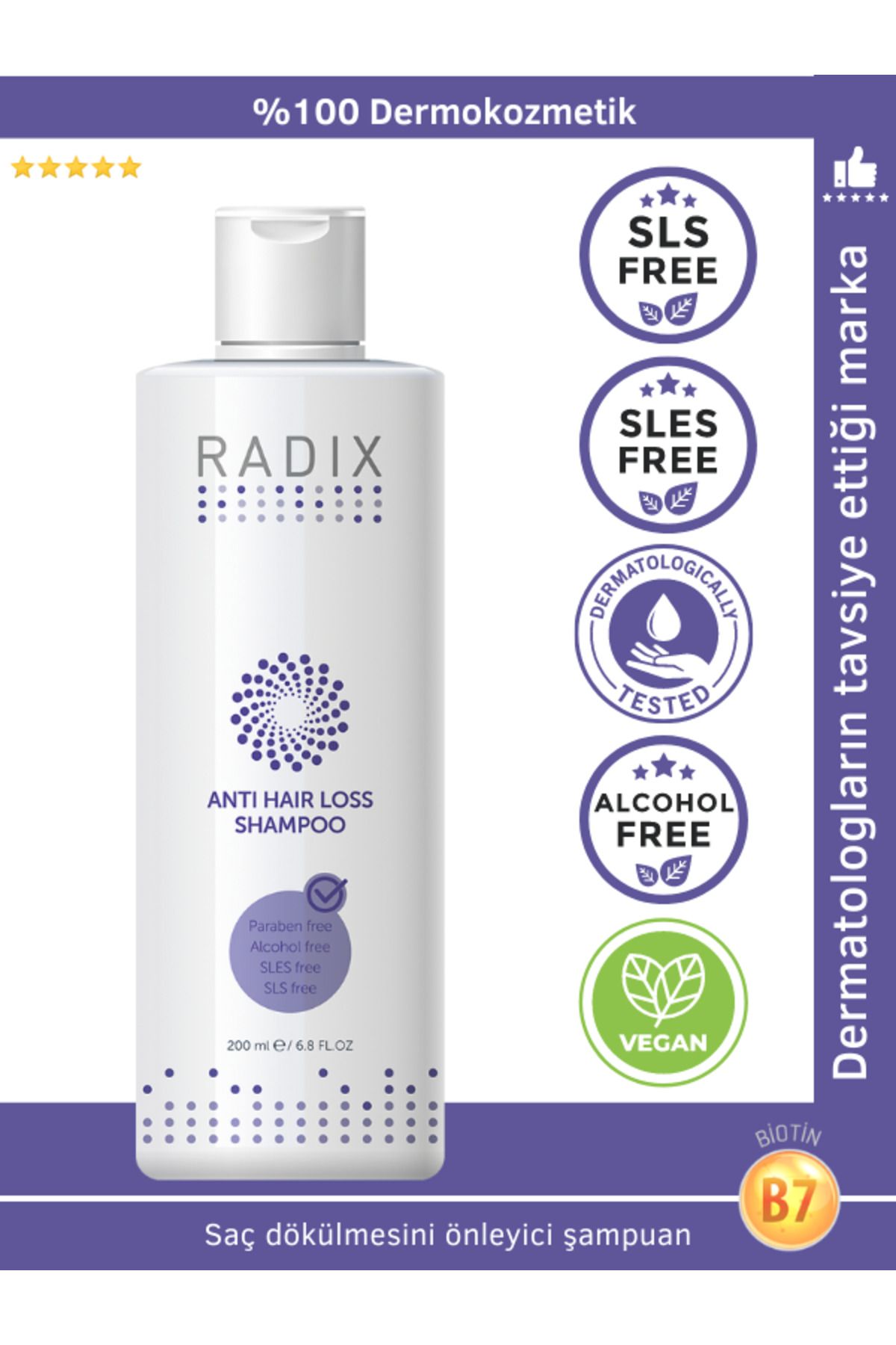 Radix Saç Dökülme Karşıtı Şampuan - Anti Hair Loss Shampoo 200 Ml 8681877436219