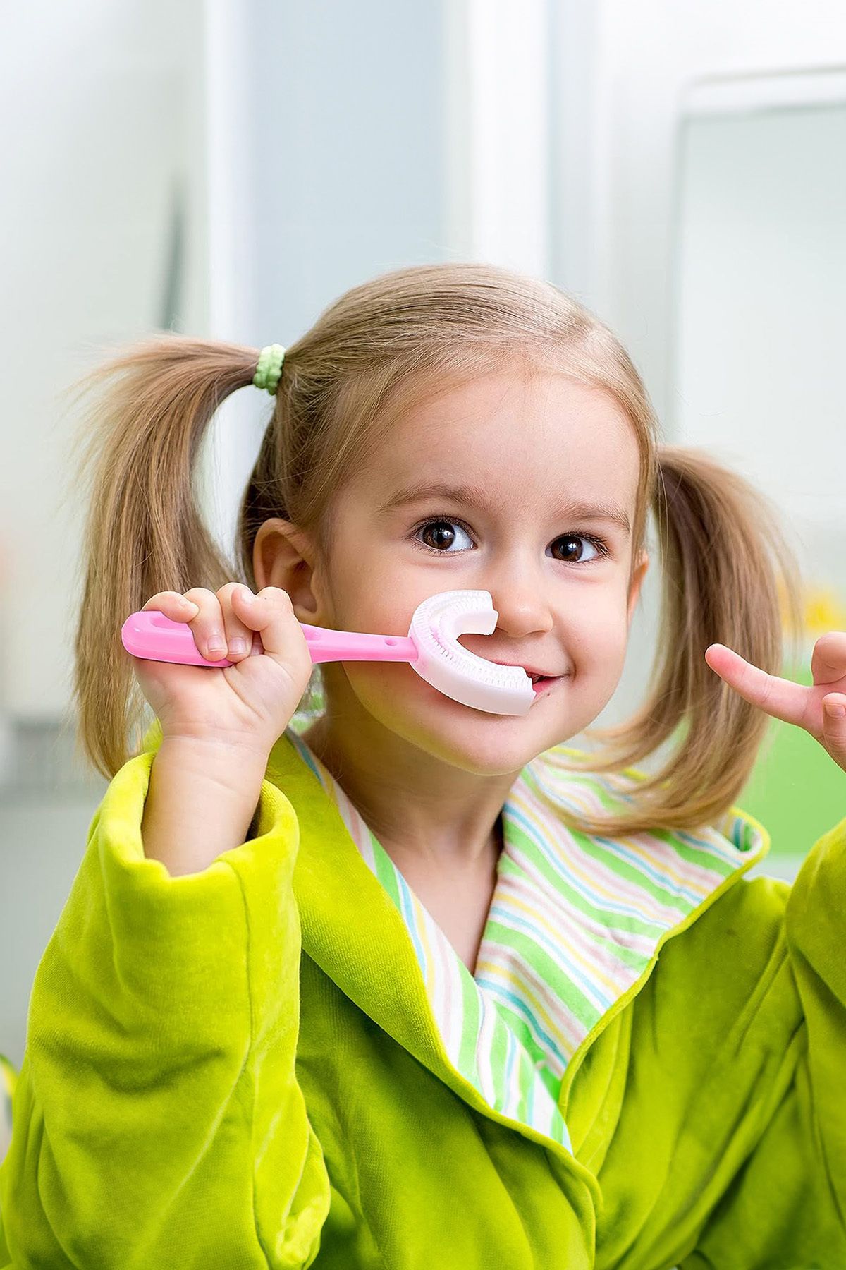 COZY SENSE Kız U Şekilli Diş Fırçası Silikon Hijyenik Çocuk Yumuşak Diş Fırçası 1 Adet