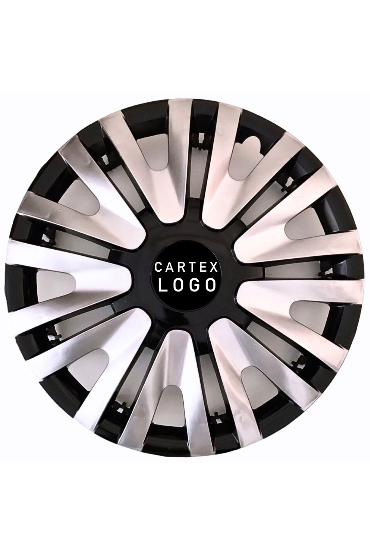 Cartex Peugeot 301 15'' Inç Gri - Siyah 4lü Set Jant Kapağı Çelik Jant Görünümlü