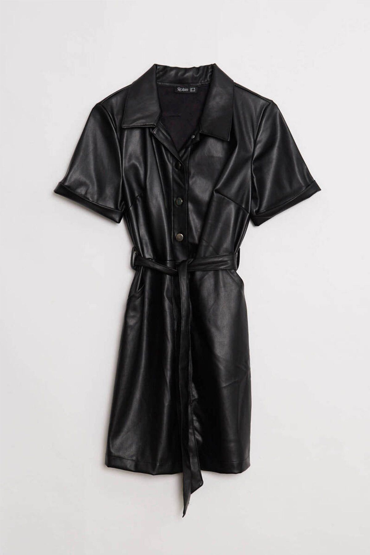Robin Kadın Kemer Detaylı Deri Elbise M36572