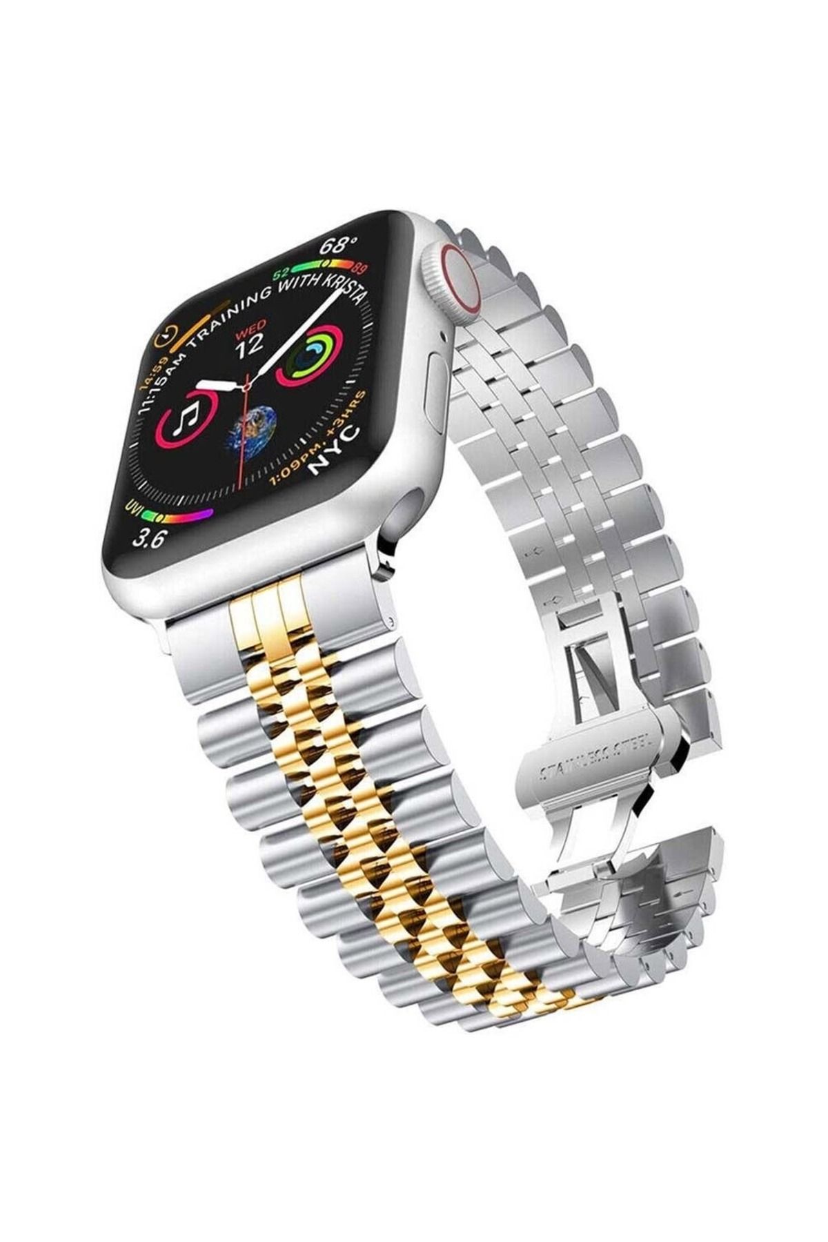 Alstrap Apple Watch Seri 2 3 4 5 6 7 8 Se Ultra Uyumlu 42 44 45 49mm Paslanmaz Çelik Rolex Tasarım Kordon