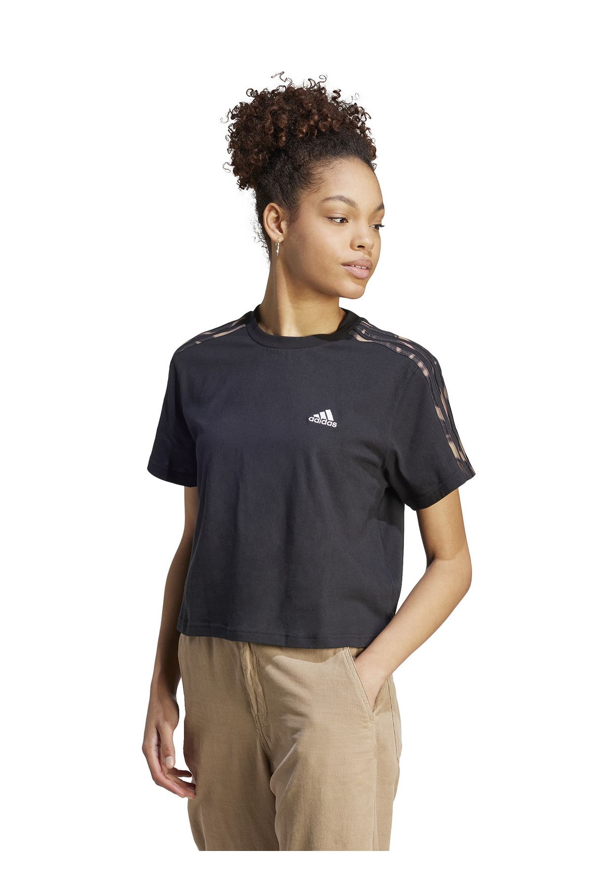 adidas Siyah Kadın Yuvarlak Yaka T-Shirt IL5871-VIBAOP 3S CRO T BLA