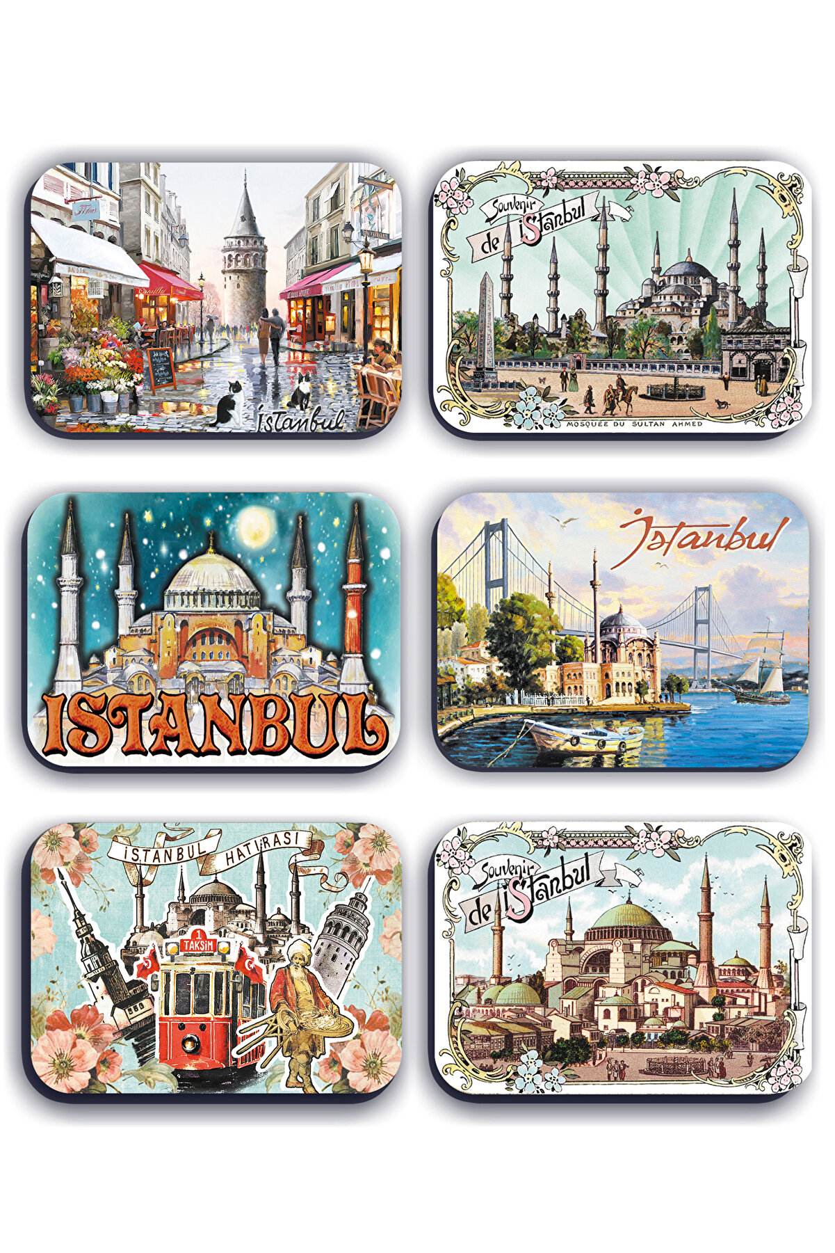 Mia Pera ?stanbul Simli 6 l? Magnet Sultan Ahmet Ayasofya K?z Kulesi Galata Taksim Tramvay (5 x 7 cm) MP-MGNT077000000